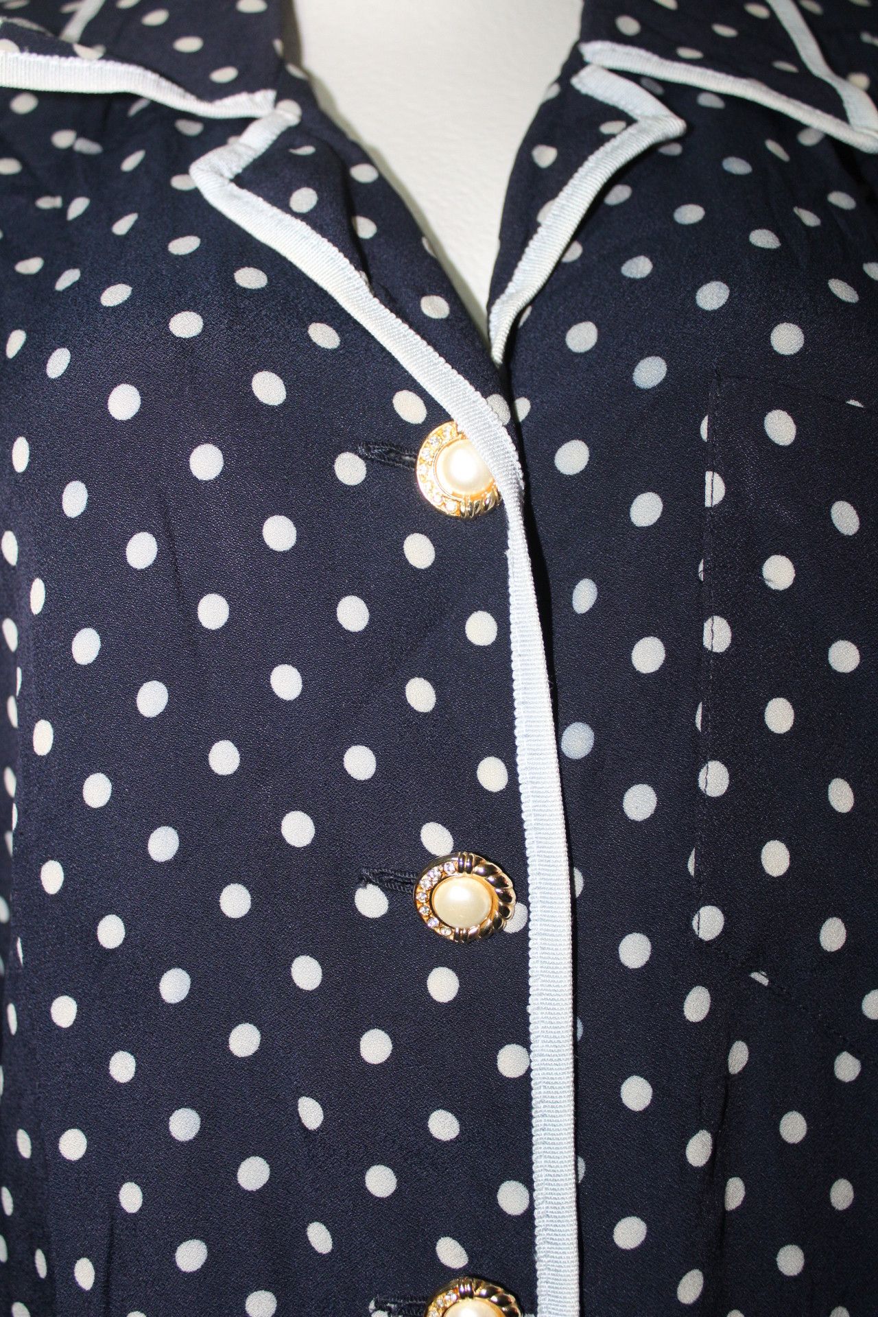 Vintage Luisa Spagnoli Vintage 80s/90s Polka Dot Secretary Dress Size S / US 4 / IT 40 - 2 Thumbnail
