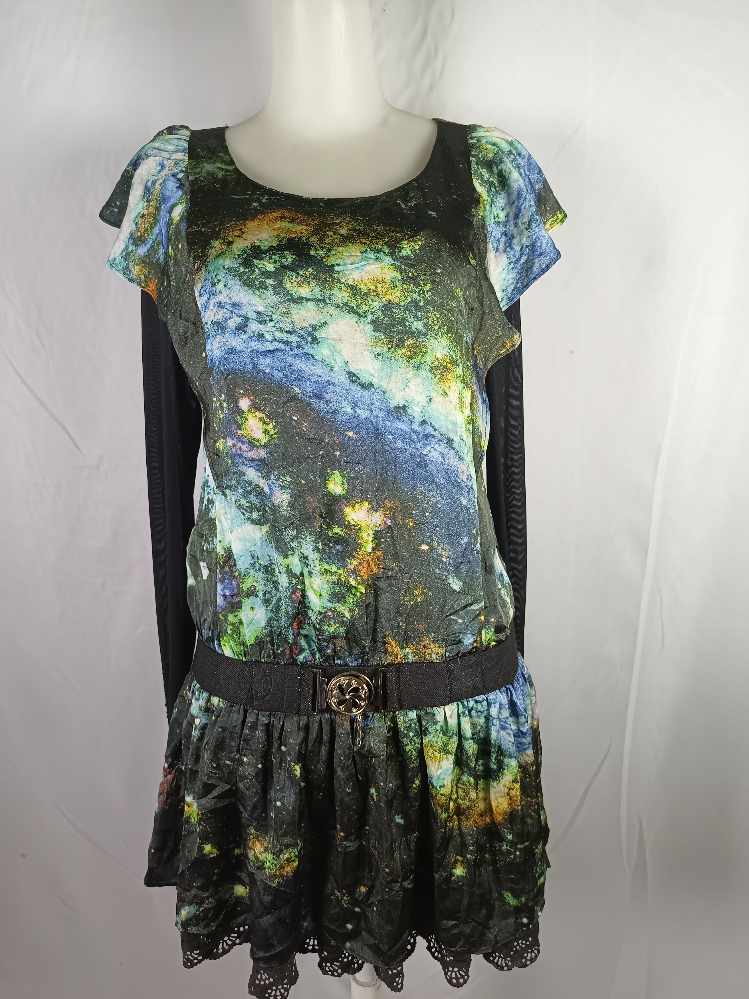 Japanese Brand OSANI Galaxi Print Long Sleeve Women Dress Size M / US 6-8 / IT 42-44 - 20 Thumbnail
