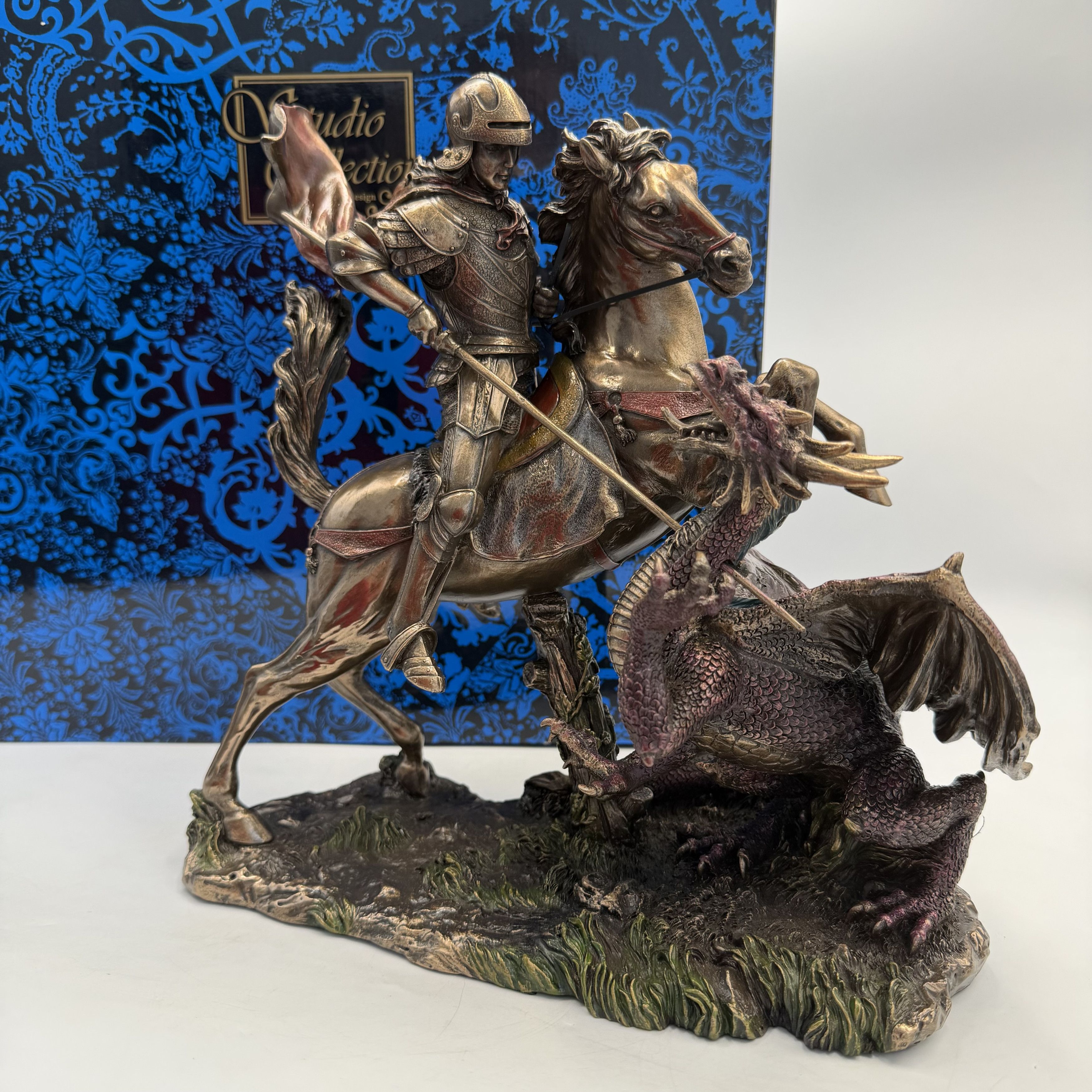 Other Saint George and Dragon Statue Bronze Finish Figurine 25cm Size ONE SIZE - 2 Thumbnail