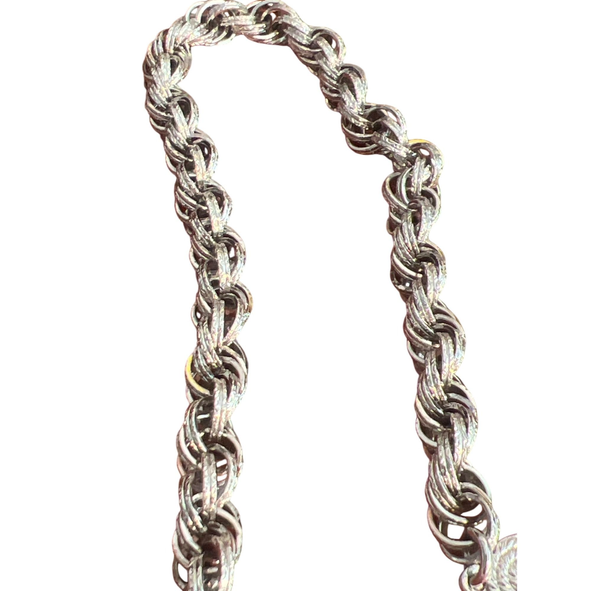 Monet Vintage Monet Silver Tone Rope Chain Necklace Textured Links Size ONE SIZE - 3 Thumbnail