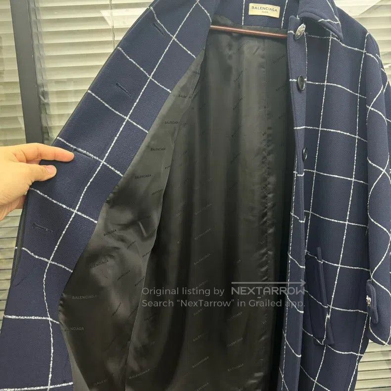 Balenciaga Balenciaga Navy blue checkered cloak coat Size XS / US 0-2 / IT 36-38 - 6 Thumbnail