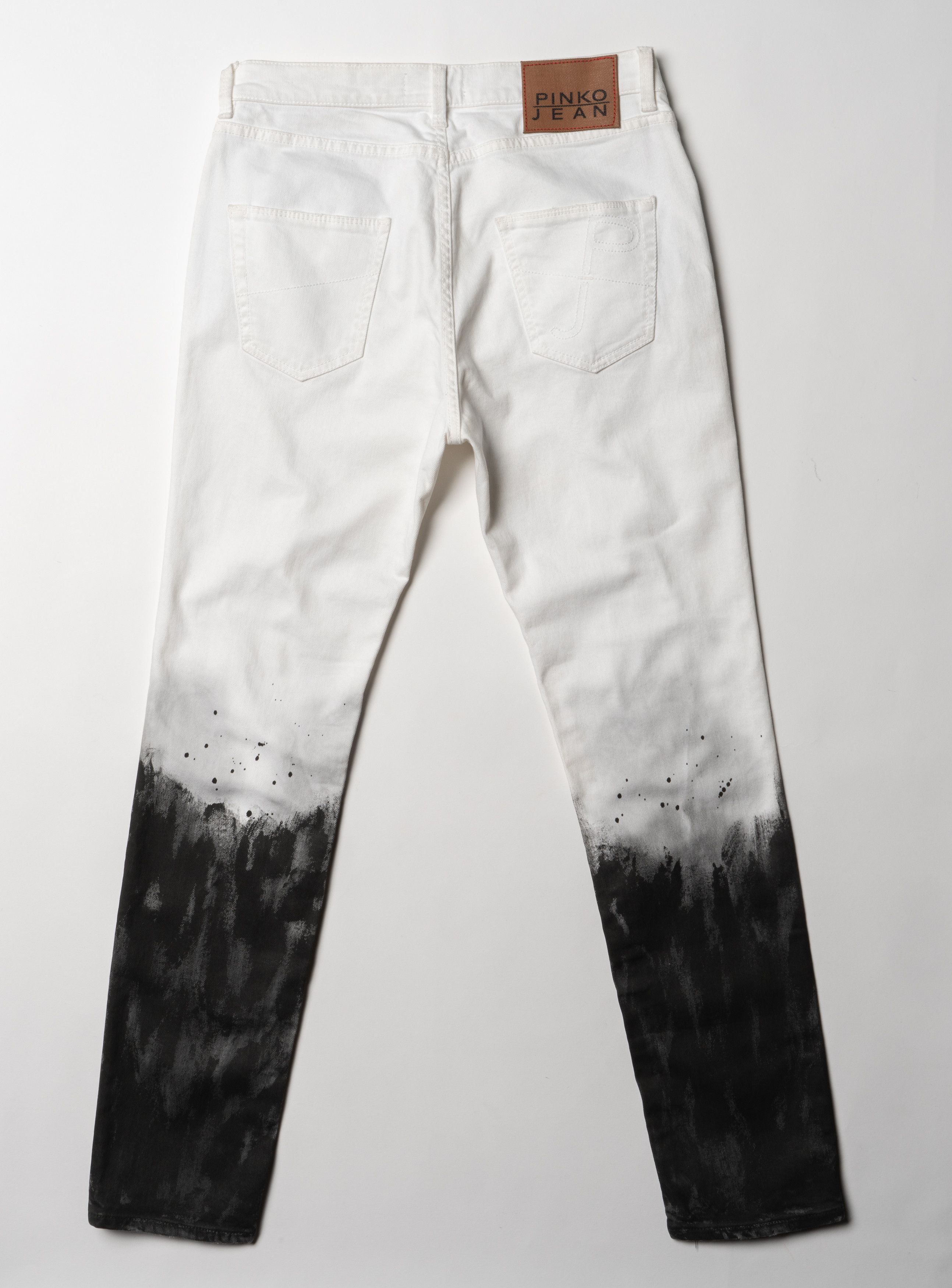 Pinko 🔴 PINKO JEANS Distressed Denim Jeans White Black Tie Dye Size 28" / US 6 / IT 42 - 12 Thumbnail