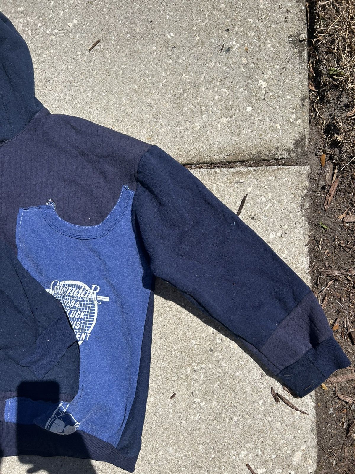 Other 1/1 Your World reconstructed patchwork navy blue hoodie Size US XL / EU 56 / 4 - 5 Thumbnail