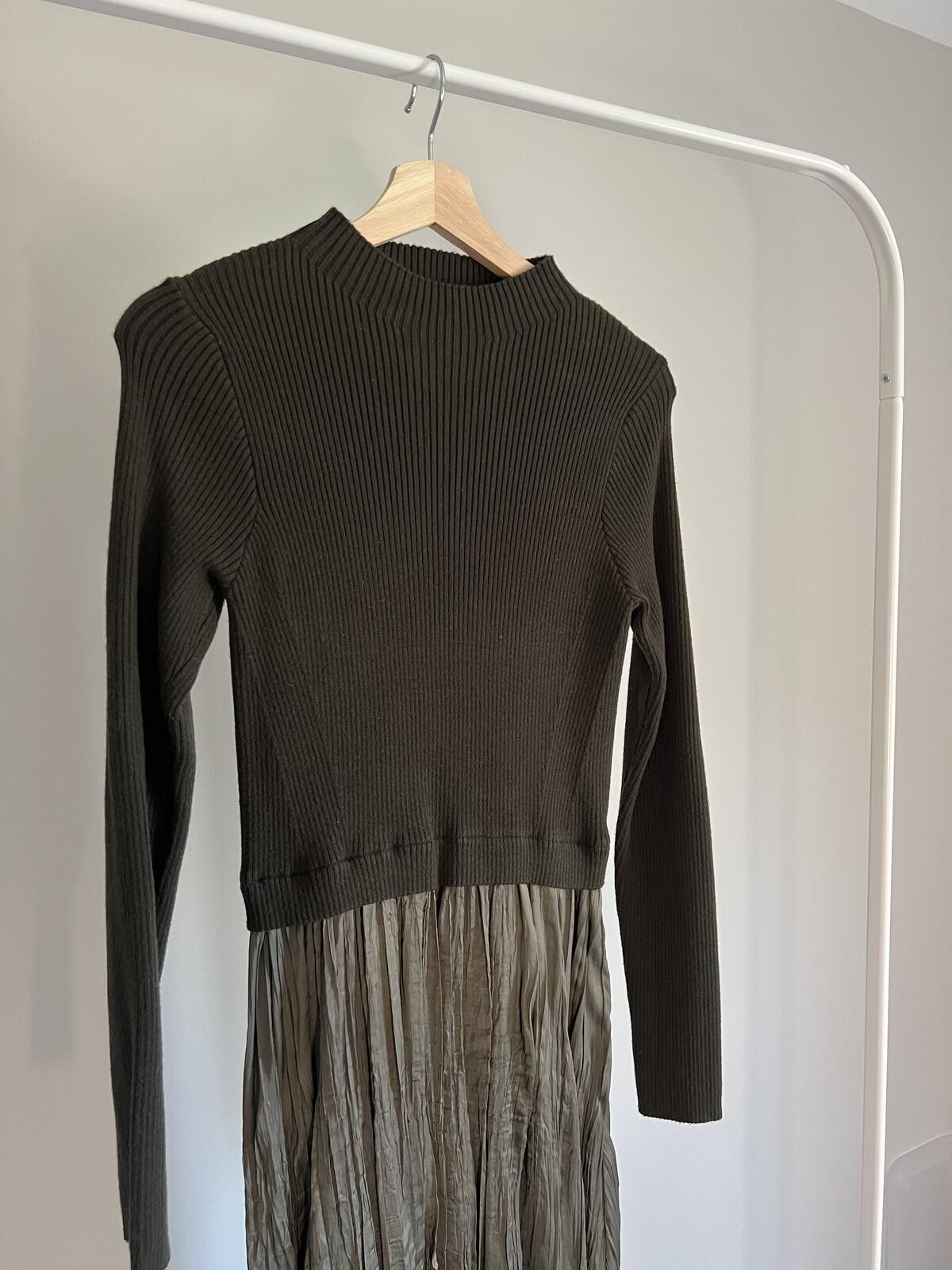 Other Miou Muse Green Sweater Combo Woven Maxi Dress, Medium Size M / US 6-8 / IT 42-44 - 5 Thumbnail