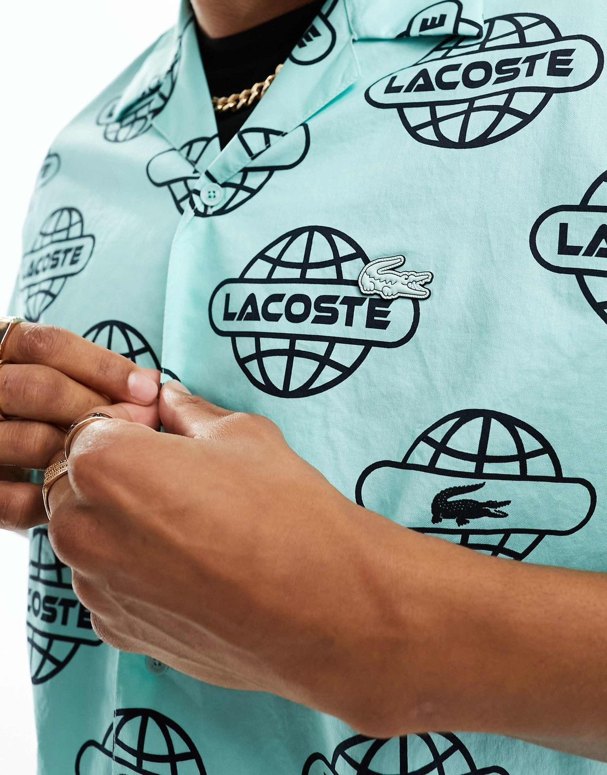 Lacoste Lacoste Globe Print Relaxed Fit Shirt XL – Rare Viral Piece Size US XL / EU 56 / 4 - 3 Thumbnail
