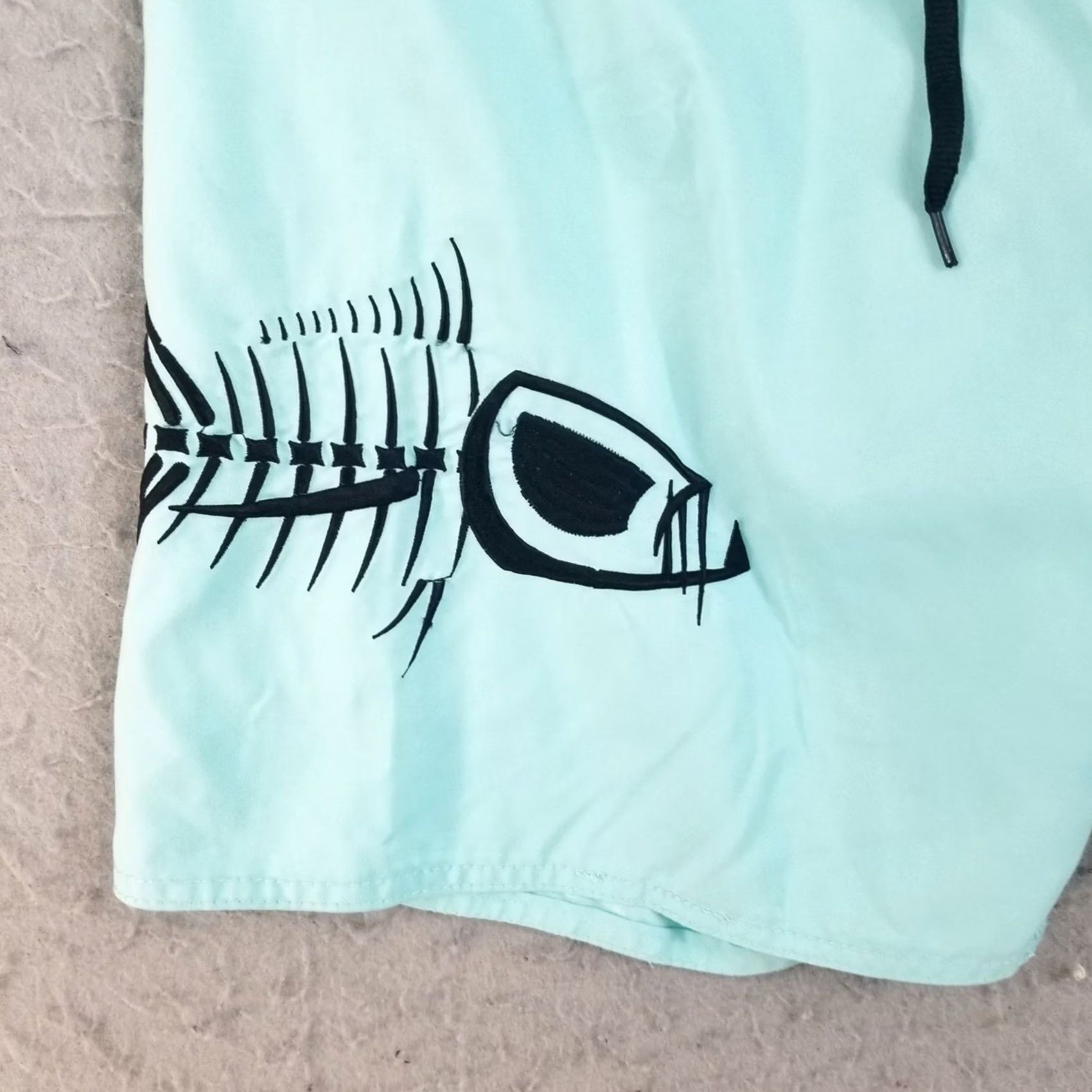 Vintage Tormenter Board Shorts Mens 34 Mint Green Fish Skeleton Cargo Pocket Swim Trunks Size US 34 / EU 50 - 2 Thumbnail