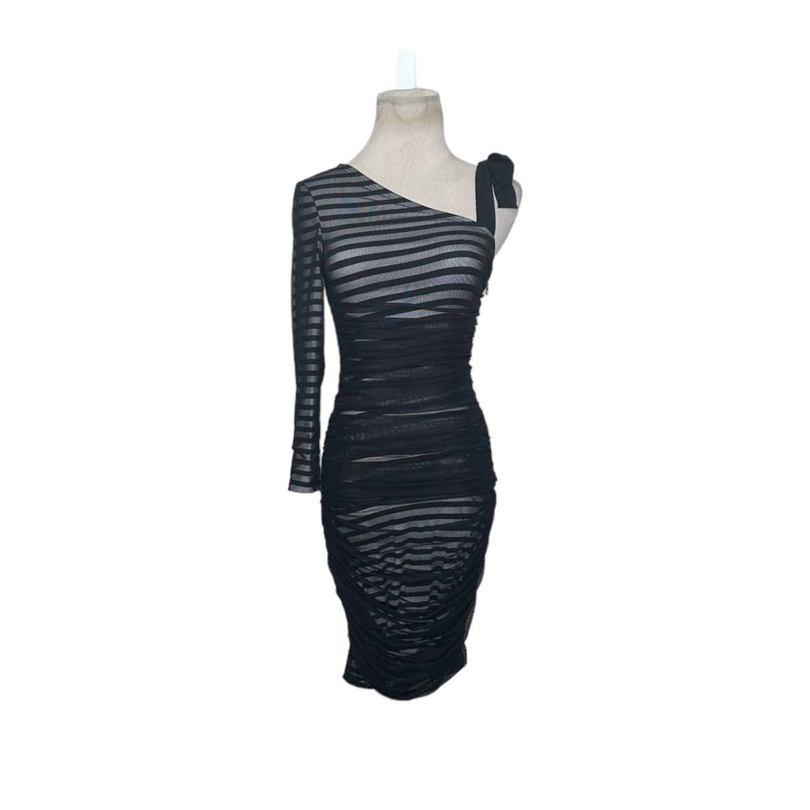 Bcbgmaxazria BCBGMAXAZRIA Striped One Shoulder Cocktail Dress size XS Size XS / US 0-2 / IT 36-38 - 9 Thumbnail
