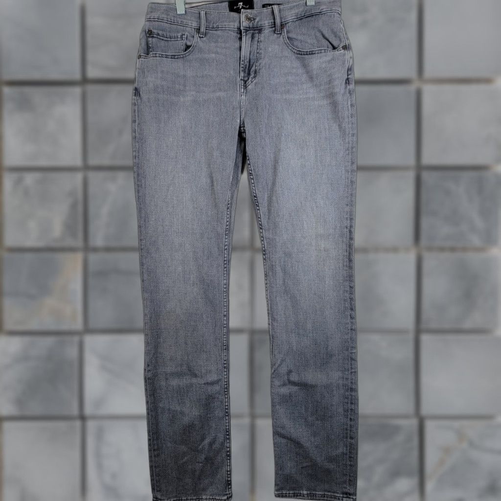 7 For All Mankind 7 For All Mankind Jeans Slim Gray 34 Men 34 Inseam 5-Pocket Denim Cotton Blend Size US 34 / EU 50 - 1 Thumbnail