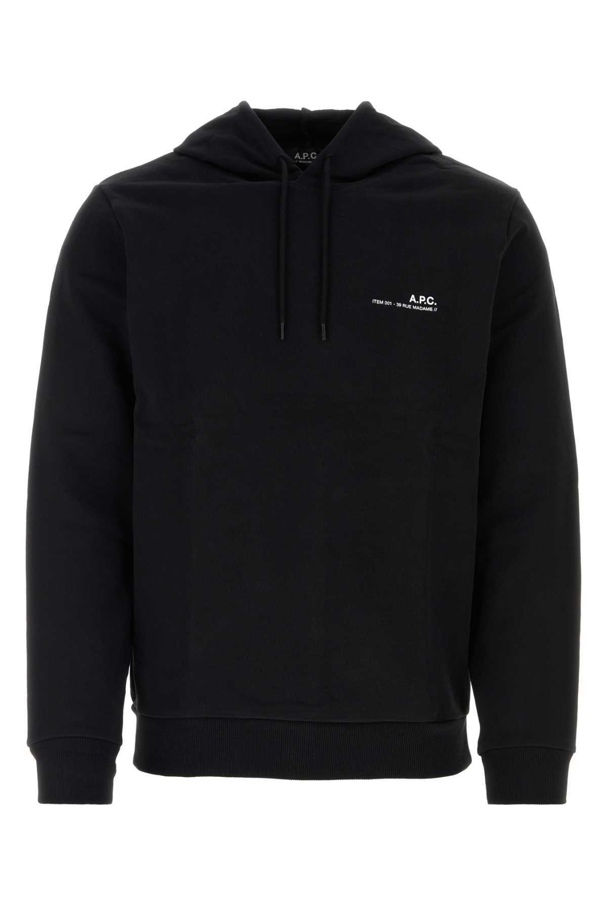 image of A P C Black Cotton Item Sweatshirt, Men's (Size Large)