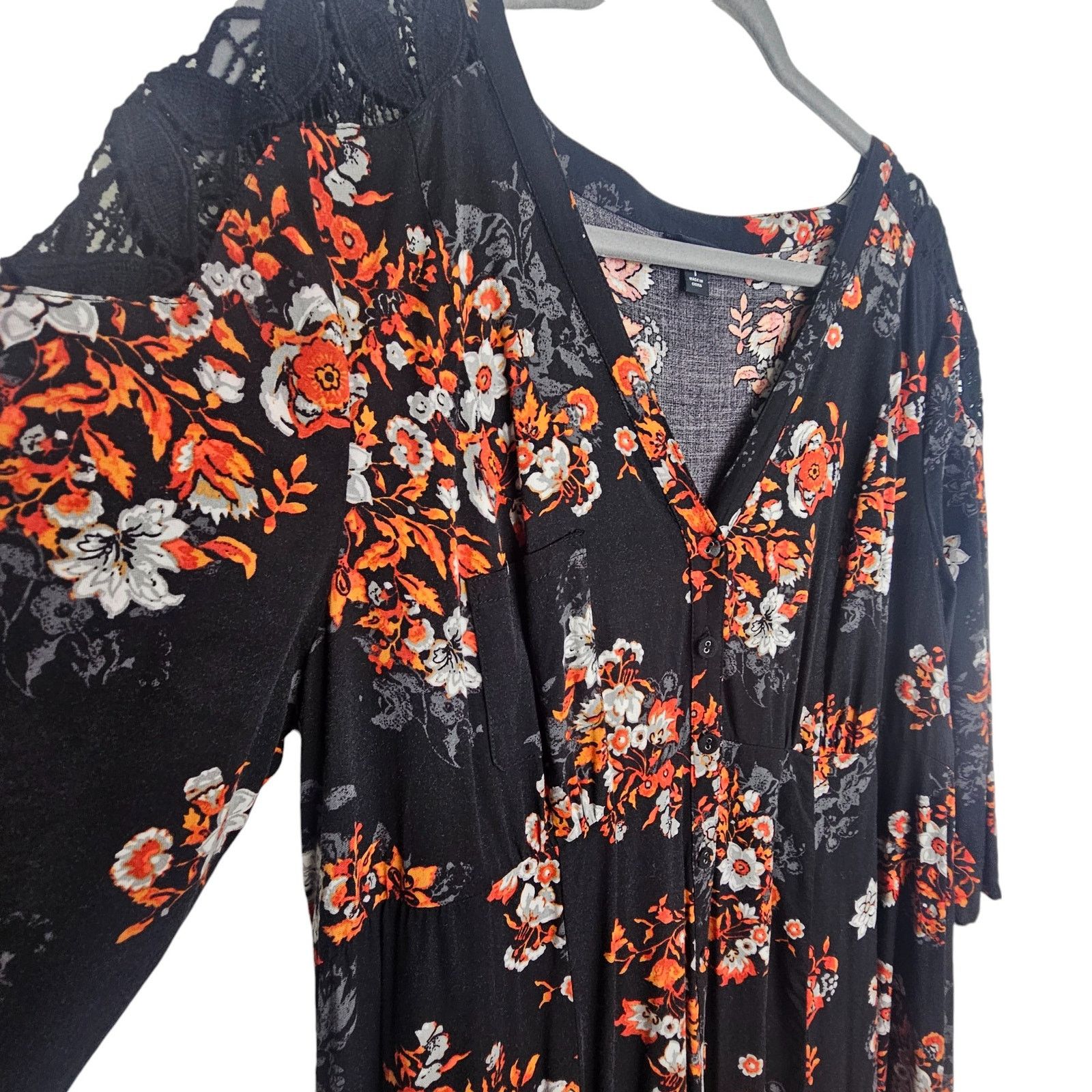 Torrid Torrid Womens Floral Maxi Dress Plus Size 1X Dark Romantic Size XL / US 12-14 / IT 48-50 - 8 Thumbnail