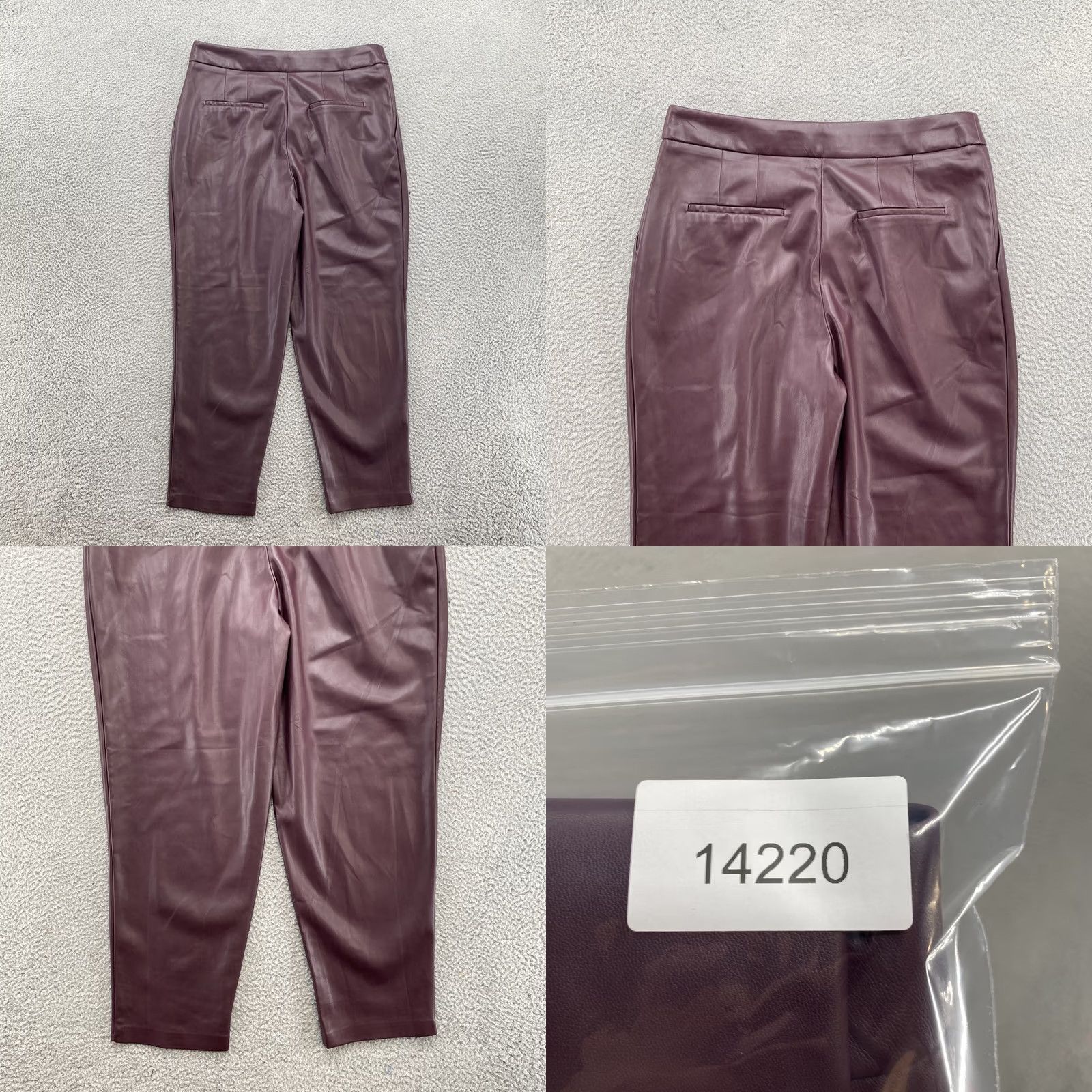 Express Express Women’s Purple Faux Leather Pleated Super High Rise Ankle Pants SZ 14R Size 36" / US 14 / IT 50 - 9 Thumbnail