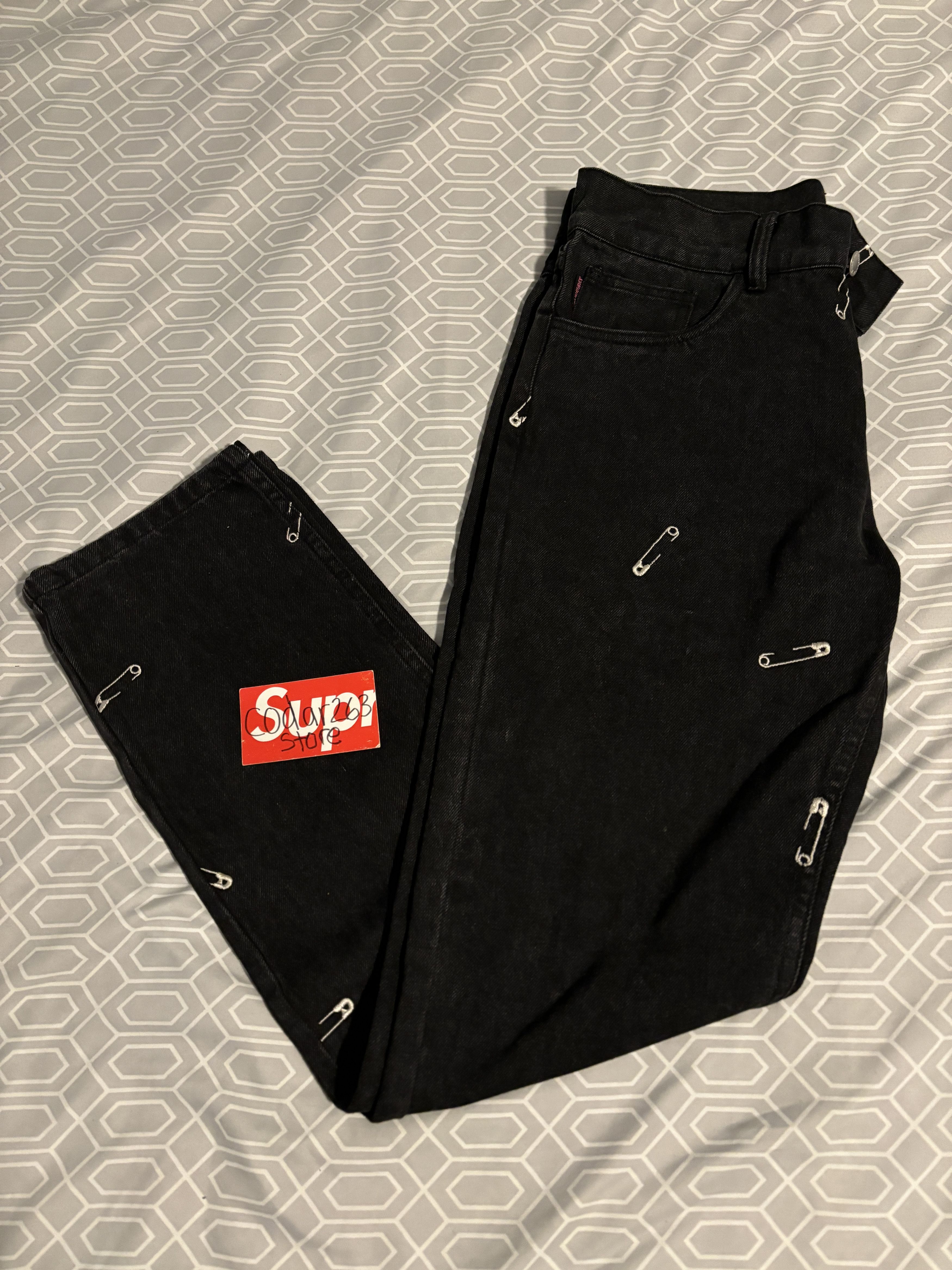 Pleasures Safety Pin 5 Pocket Denim - Pleasures Black Jeans Size US 30 / EU 46 - 3 Thumbnail