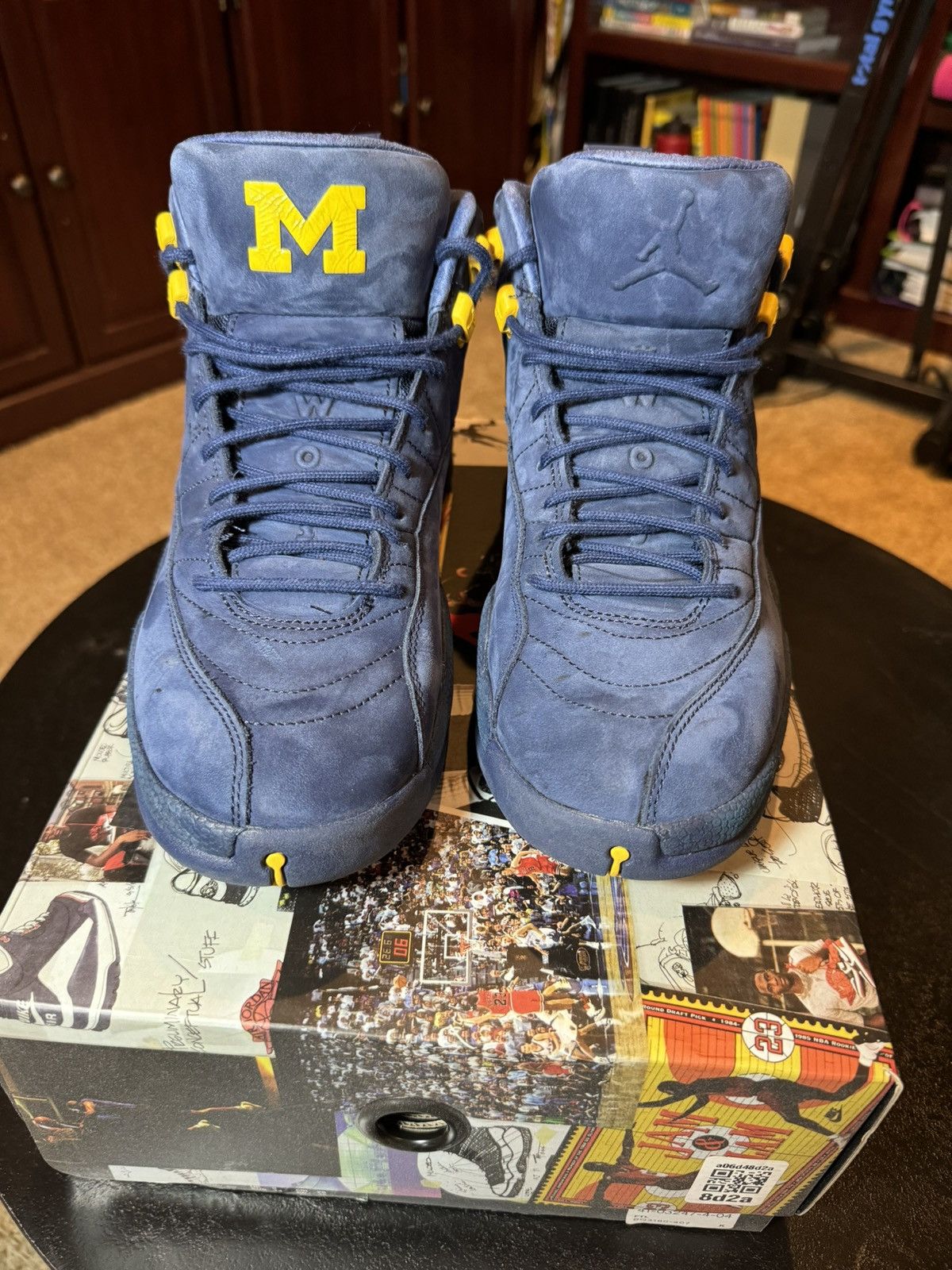 image of Jordan Nike Air Jordan 12 Michigan Shoes in Navy Blue, Men's (Size 10)