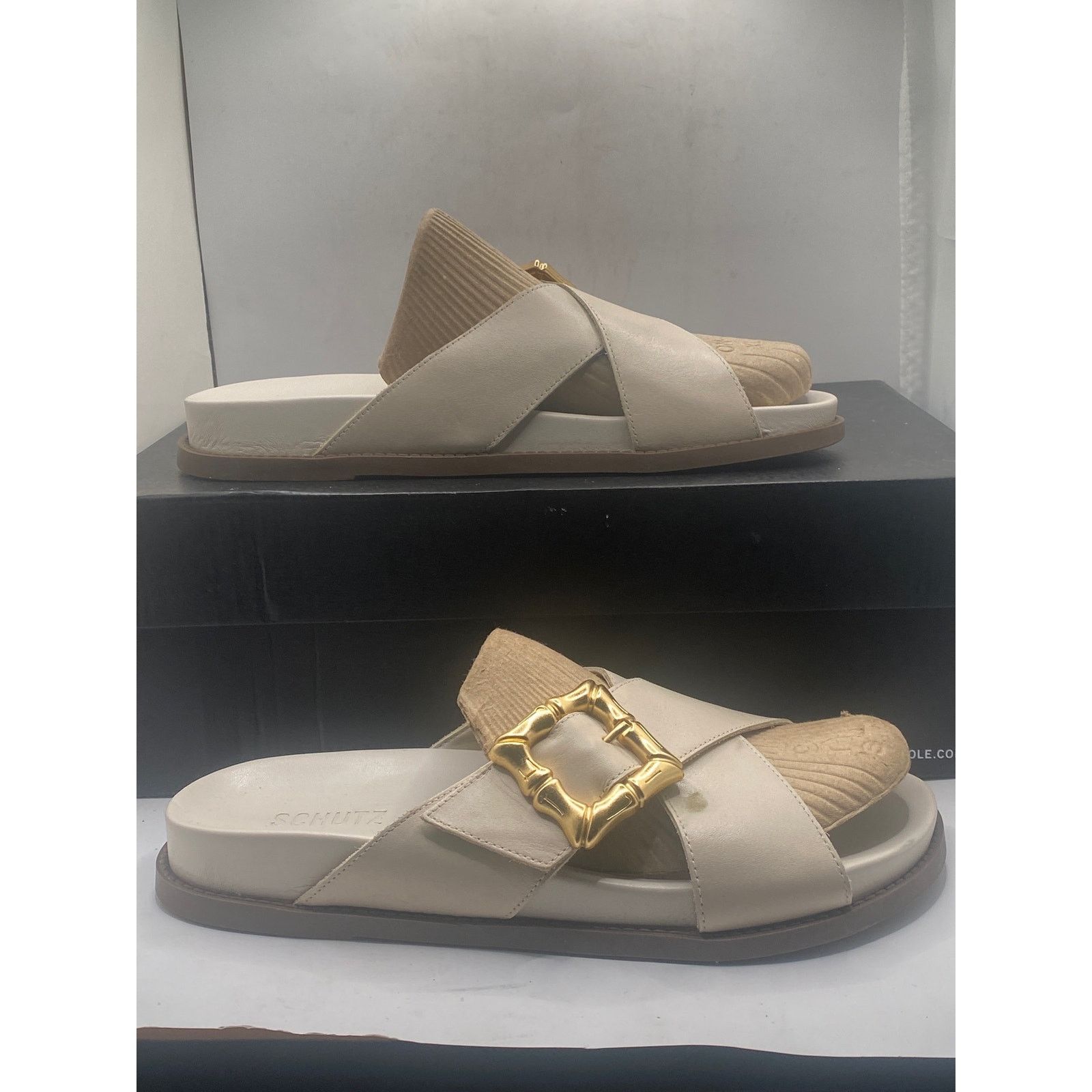 SCHUTZ Schultz Wmns Enola Crossover Strap Slide Sandals Size 10B Size US 10 / IT 40 - 1 Thumbnail