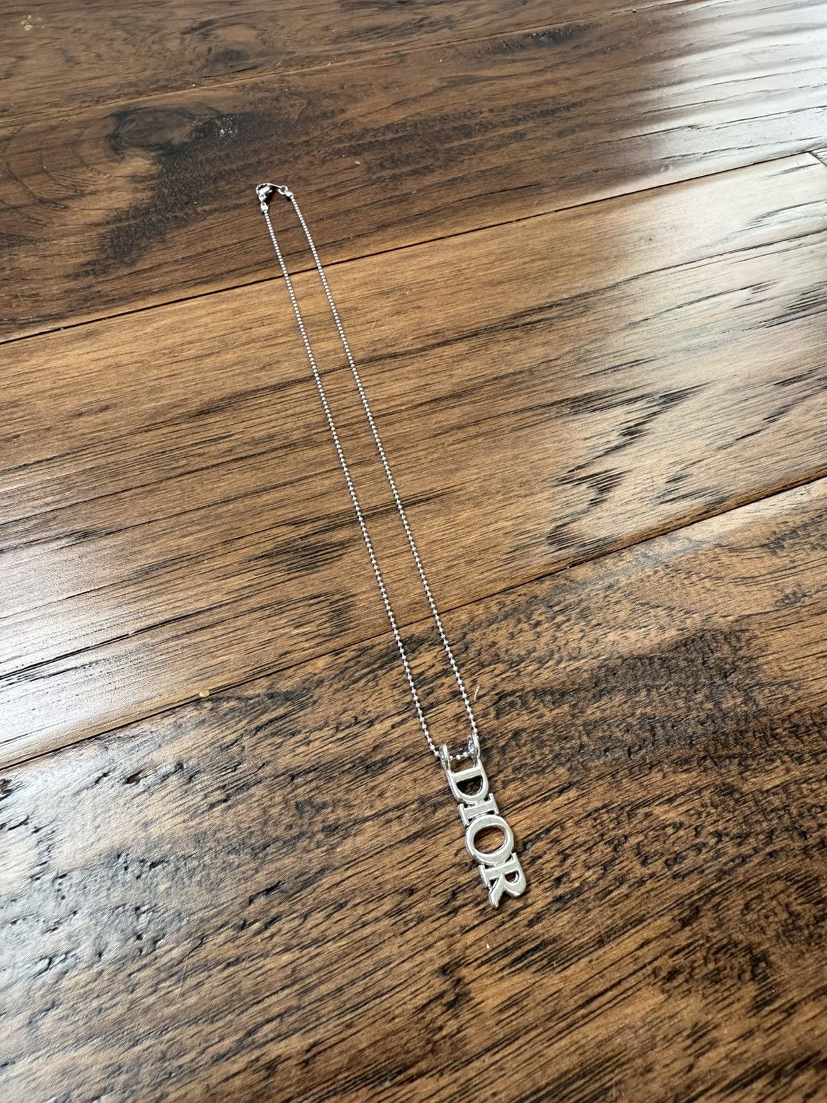 Vintage Dior Logo Pendant 16” Chain Silver Tone Size ONE SIZE - 2 Thumbnail