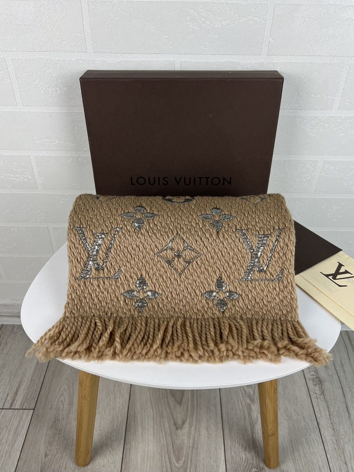 Louis Vuitton LOUIS VUITTON Scarf Echarpe LV Logomania Monogram Wool Silk Size ONE SIZE - 7 Thumbnail