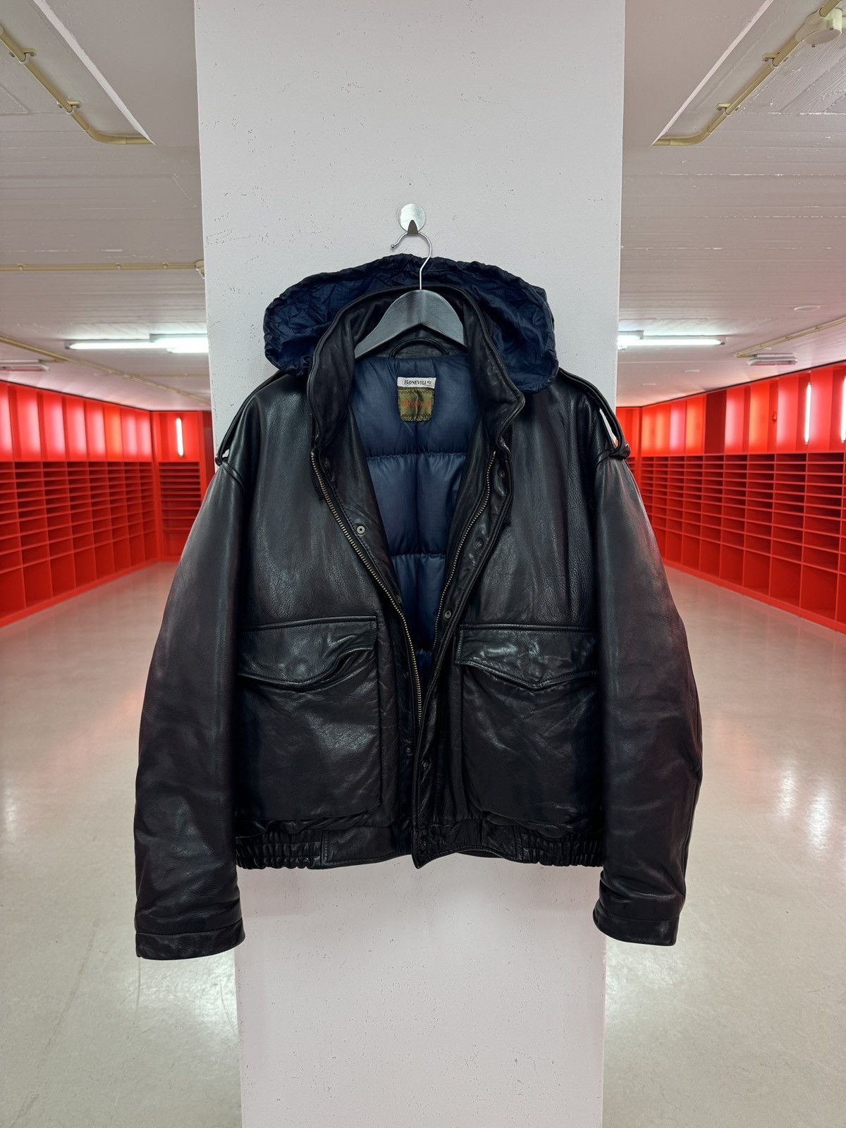 Boneville goose down leather flight jacket