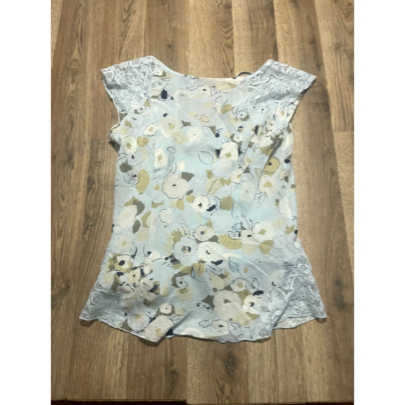 Express Express Blouse Women's 6 Lace V-neck Floral Cap Sleeve Casual Regular Fall Spring Summer Blue Brown White Black Size M / US 6-8 / IT 42-44 - 2 Thumbnail