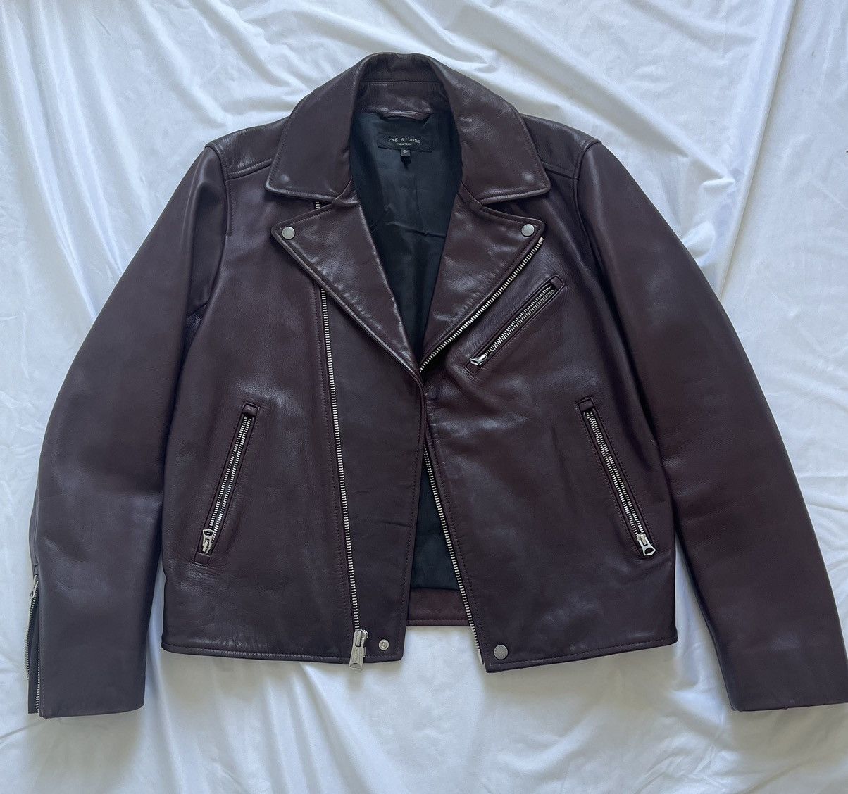 Rag & Bone Rag & Bone Maroon Leather Jacket Size US M / EU 48-50 / 2 - 1 Thumbnail