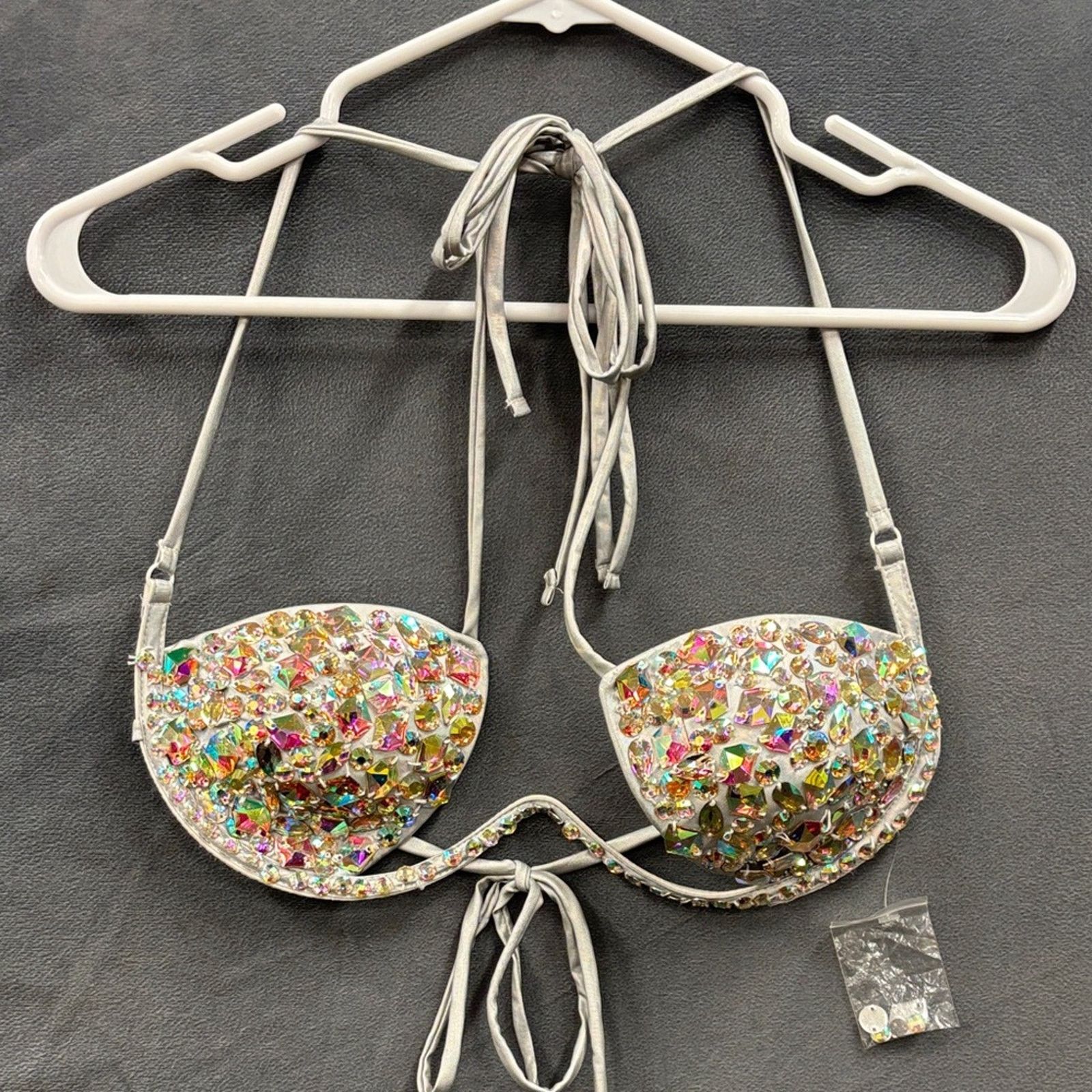 Other Windsor Colorful Crystal Embellish Silver Bikini Top Padded Size ONE SIZE - 1 Thumbnail