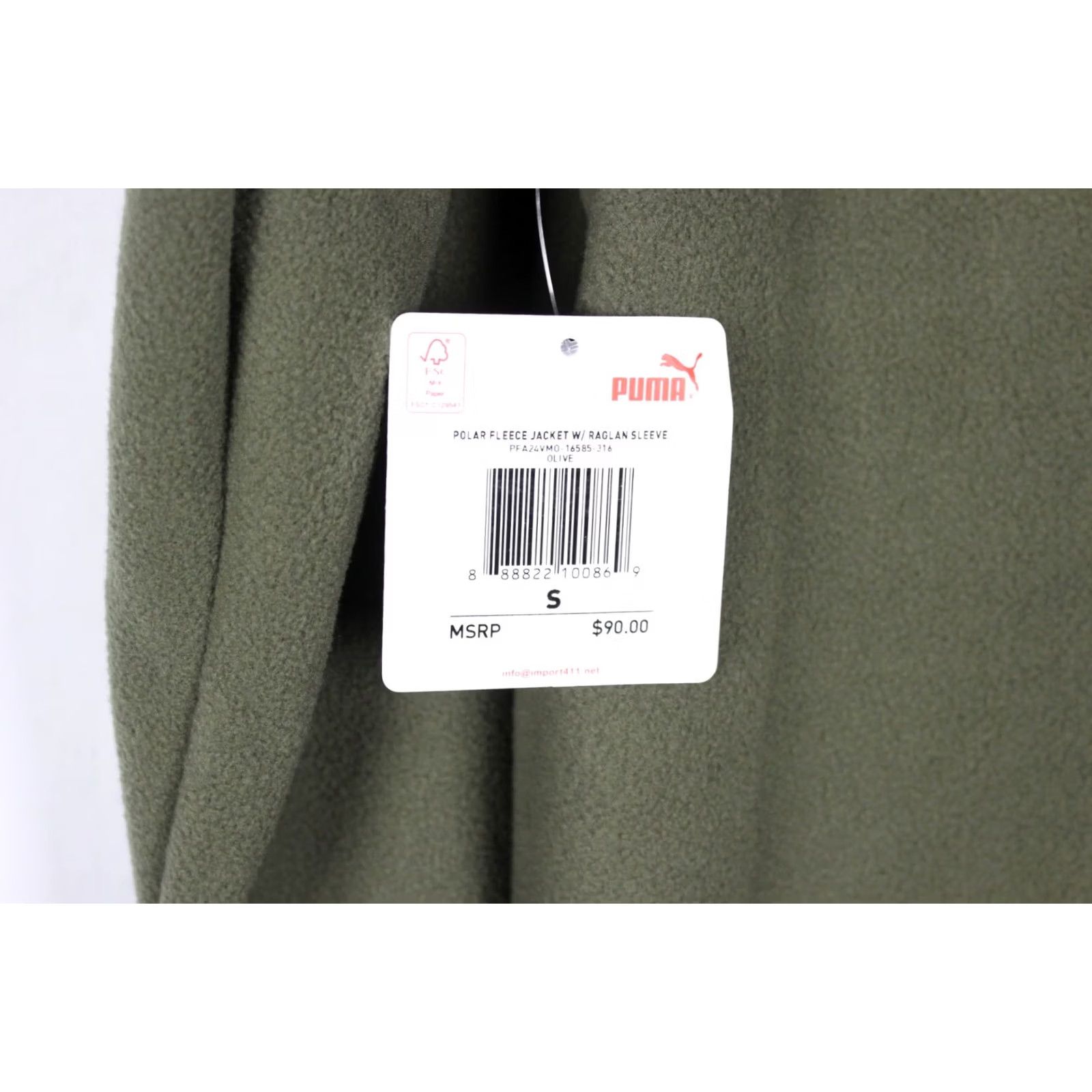 Puma Puma Men's Polar Fleece Jacket Raglan Sleeve Small S Olive Green Size US S / EU 44-46 / 1 - 4 Thumbnail