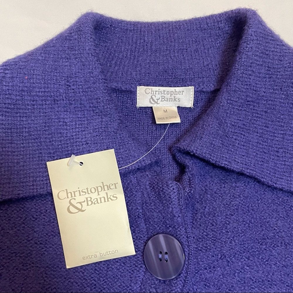 Other NWT New Christopher & Banks Purple Wool Jacket 3/4 Sleeve S Size M / US 6-8 / IT 42-44 - 7 Thumbnail