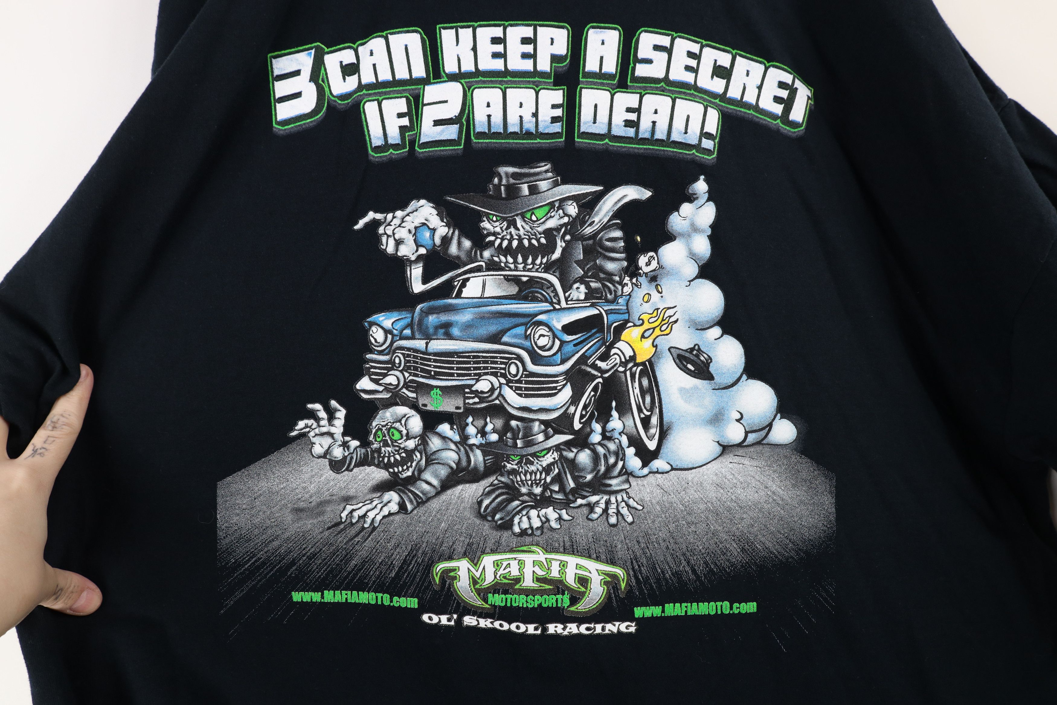 Vintage Vintage Y2K Mafia Motorsports Tribal Racing Skull T-Shirt Size US XXL / EU 58 / 5 - 8 Thumbnail