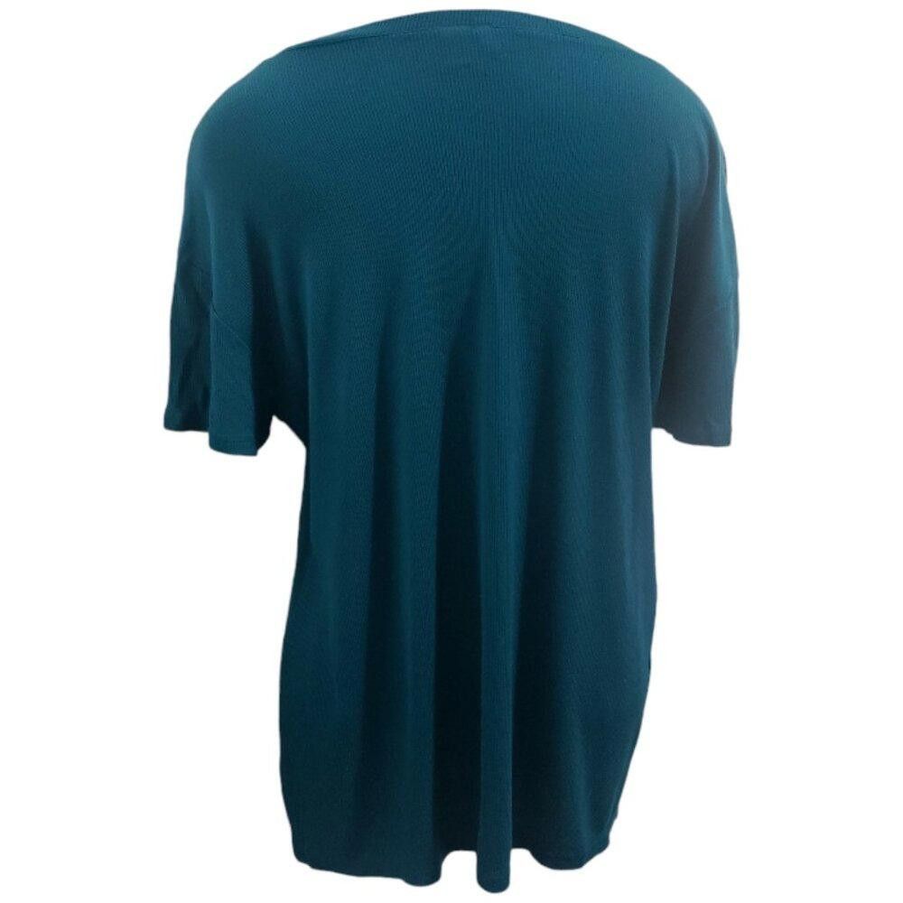 Nordstrom CT1819 Nordstrom Lightweight Short Sleeve Teal Ribbed Tee M Size M / US 6-8 / IT 42-44 - 4 Thumbnail