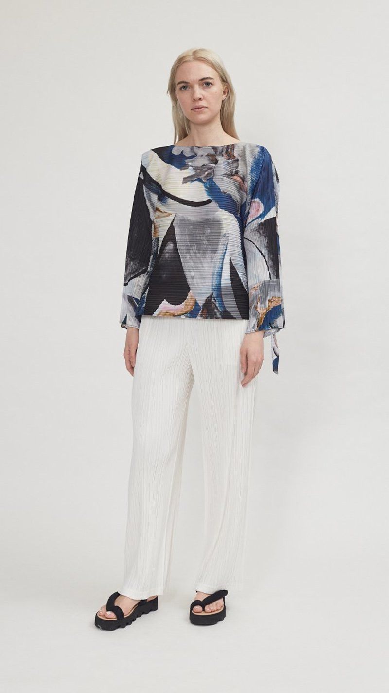 Issey Miyake o1mle0325 Pleats Please Musa Top in Multicolor Size L / US 10 / IT 46 - 5 Thumbnail