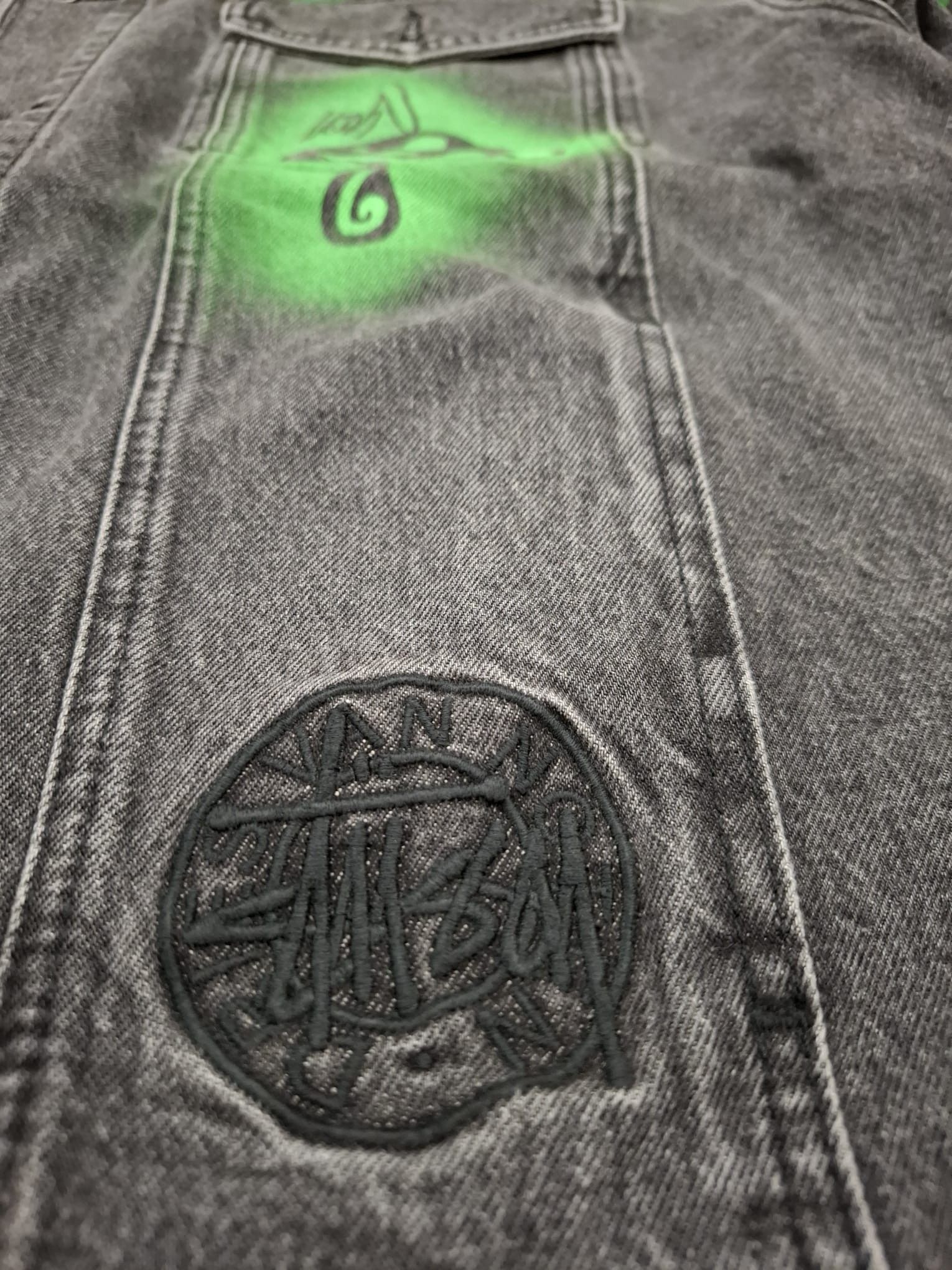 Dries Van Noten × Stussy Hand-Stencilled Denim Jacket Size US XXL / EU 58 / 5 - 7 Thumbnail
