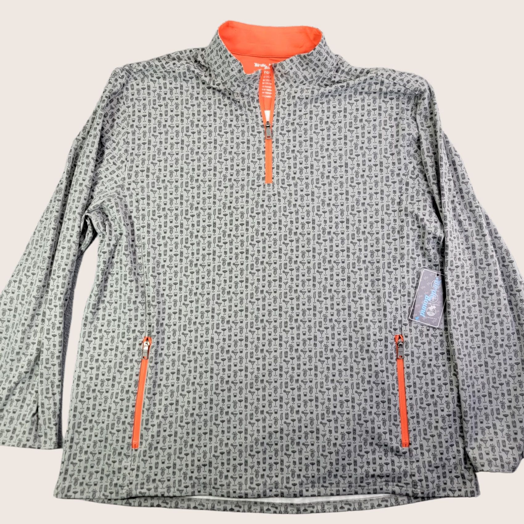 Vintage VINTAGE Birdie Bound Shirt Mens 3XL Gray Cocktail Print 1/4 Zip Golf Pullover Stretch UV Size US XXL / EU 58 / 5 - 1 Thumbnail