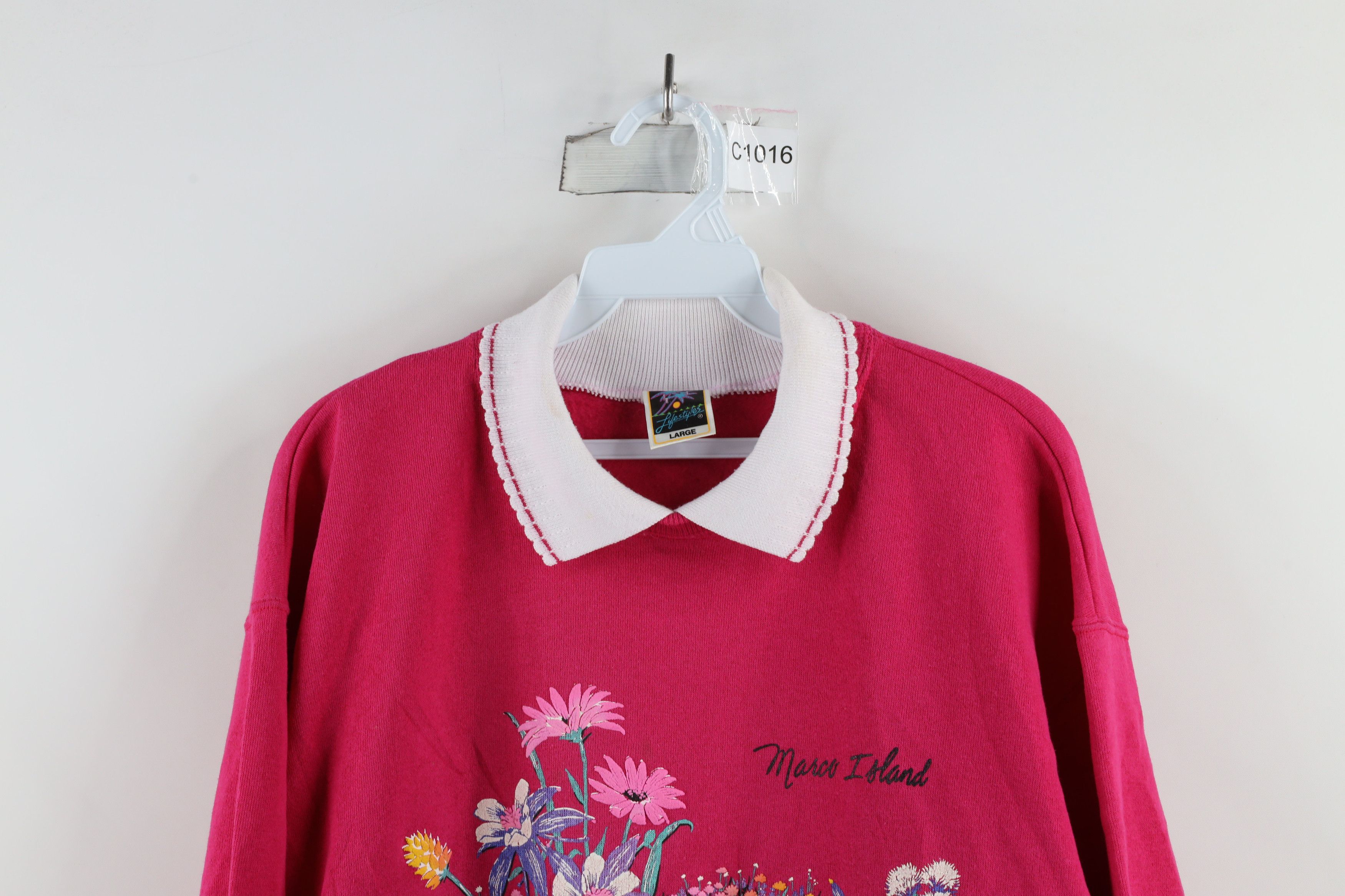 Vintage Vintage 90s Streetwear Island Flower Collared Sweatshirt USA Size L / US 10 / IT 46 - 2 Thumbnail