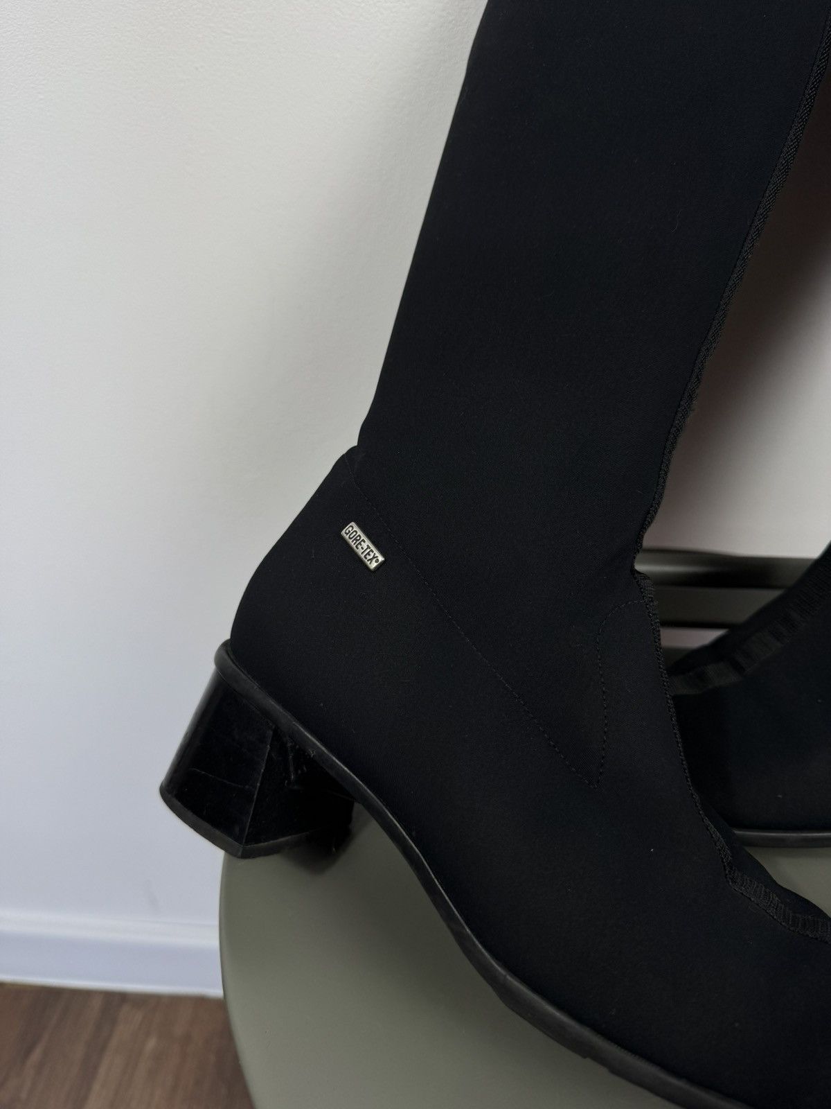 Other Vintage Gore Tex Black Stretch Knee High Boots Block Heel 39 Size US 8 / IT 38 - 4 Thumbnail