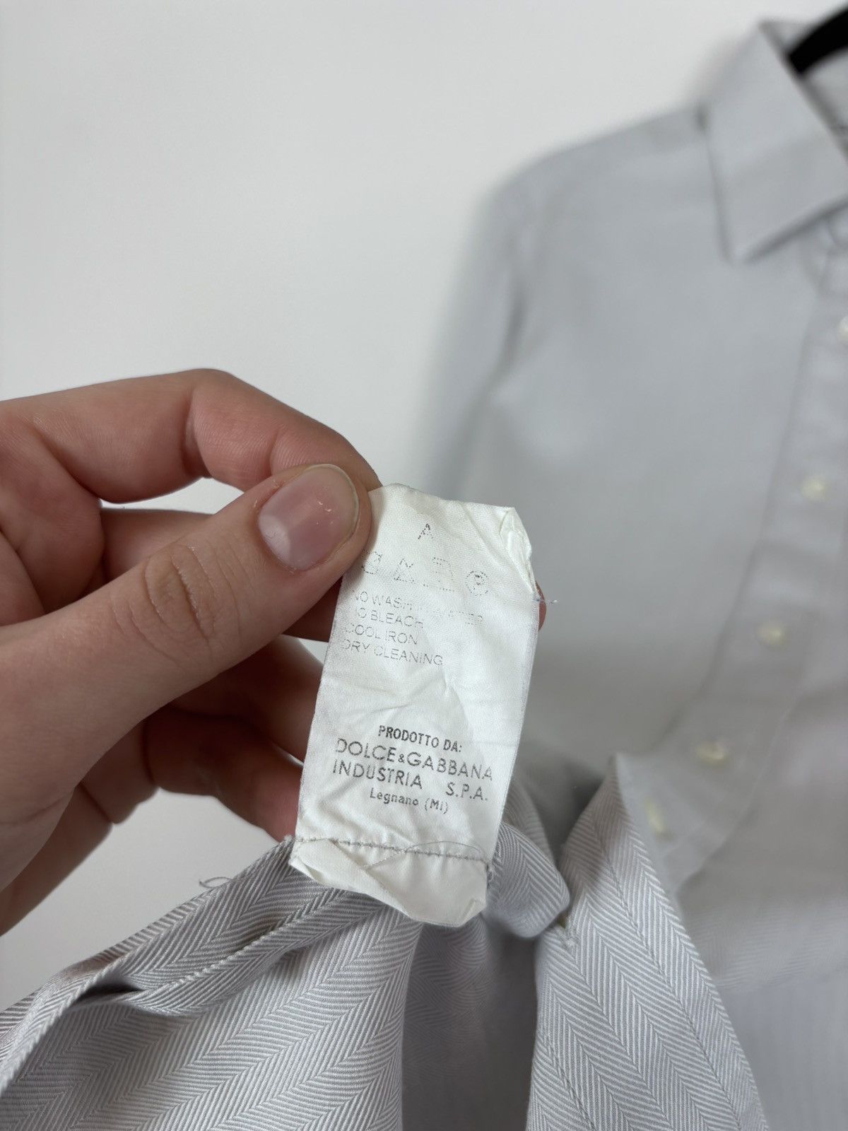 Dolce & Gabbana Dolce & Gabbana Men’s Herringbone Grey Button Up Shirt Size US L / EU 52-54 / 3 - 16 Thumbnail