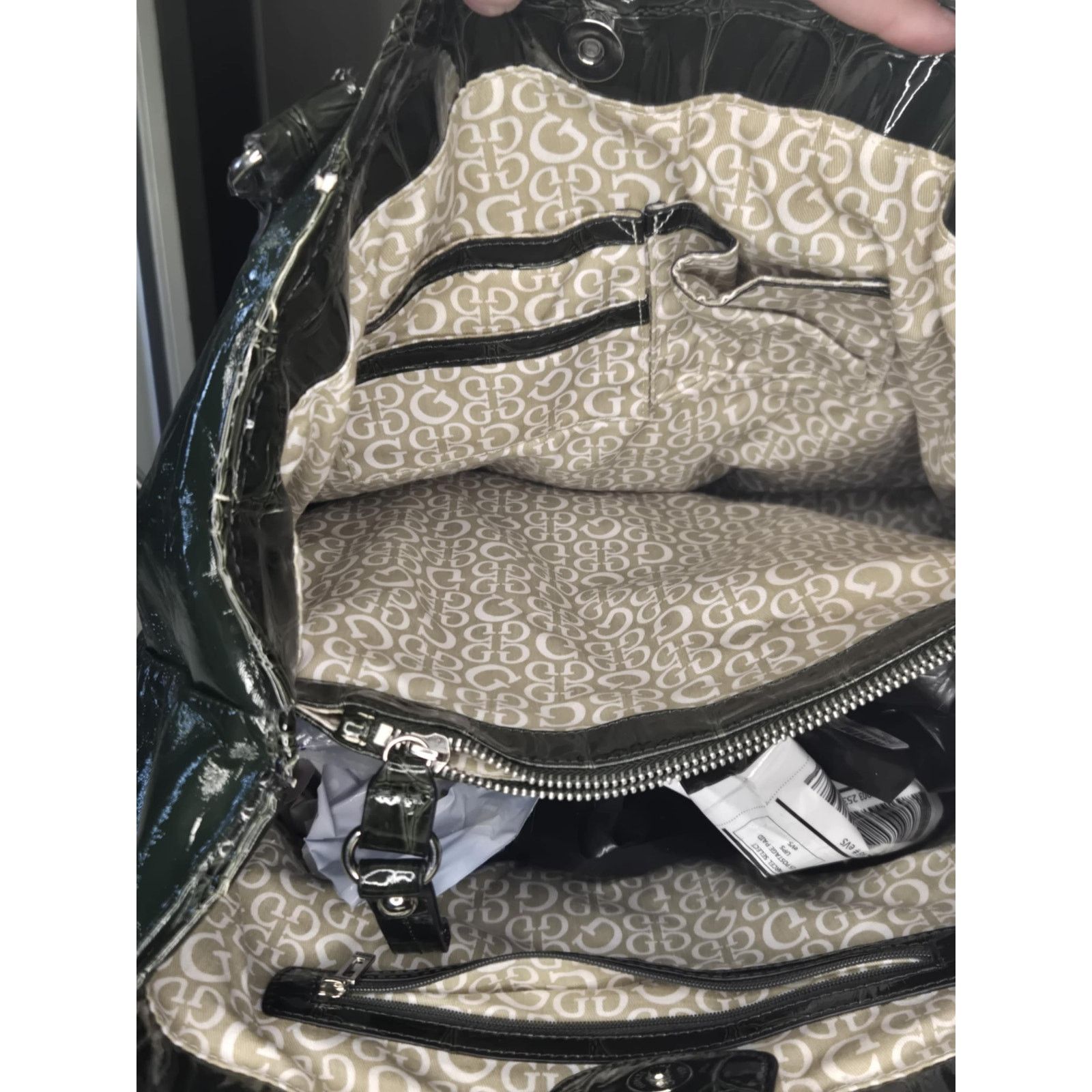 Guess Guess dark green croc print large shoulder bag Size ONE SIZE - 5 Thumbnail
