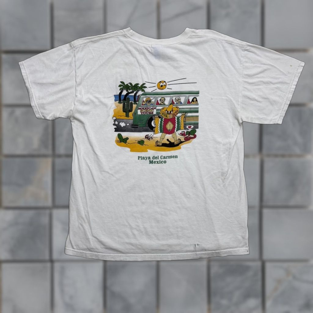 Vintage M&O KNITS Caribe Mexicano Playa Del Carmen Shirt Mens Large White Mexico Tourist T-Shirt Crew Neck Short Sleeve Graphic Print Logo Spring Summer Fall Size US L / EU 52-54 / 3 - 1 Thumbnail