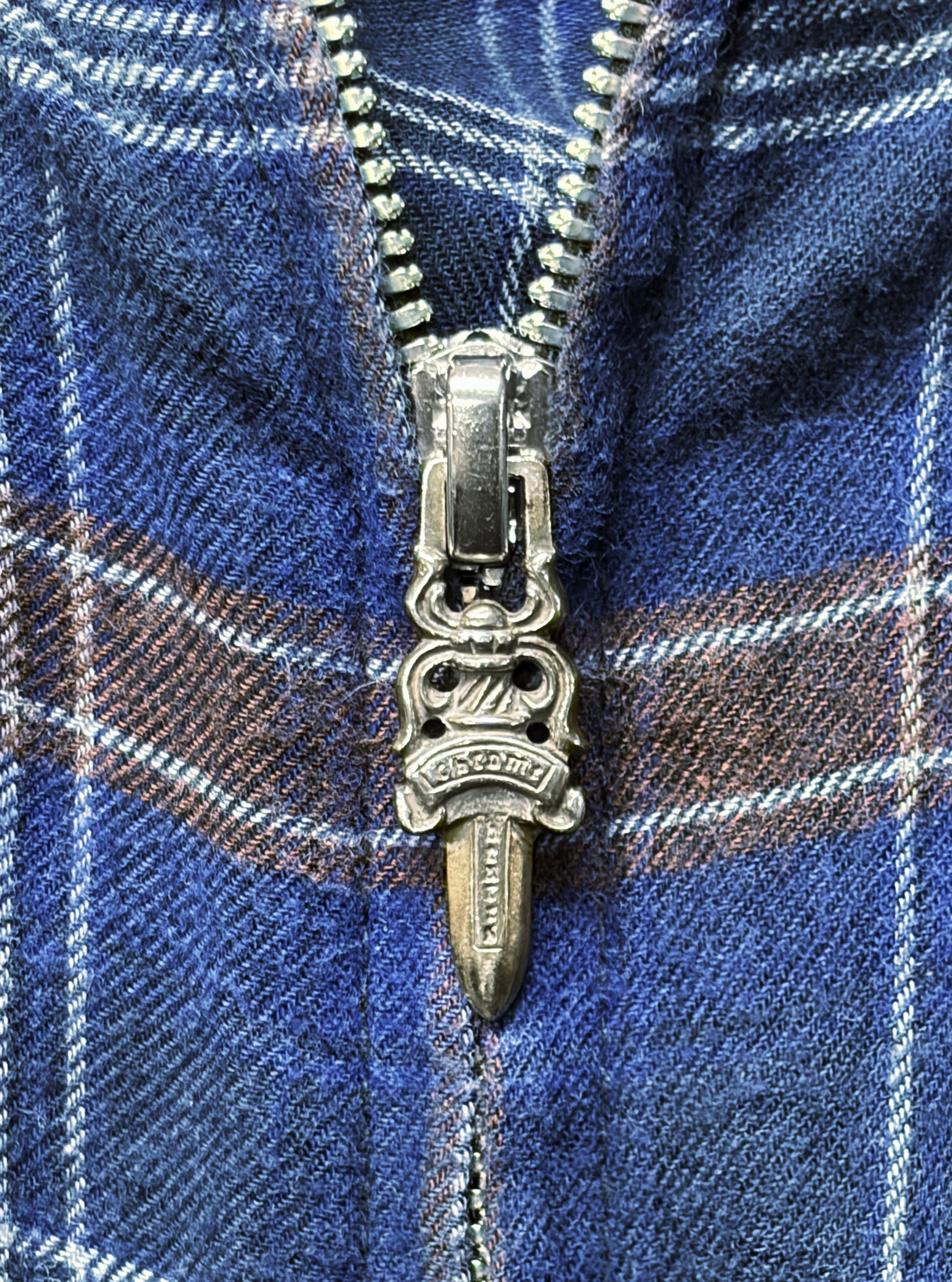 Chrome Hearts Chrome Hearts ‘Heywood’ 925 Silver ‘Dagger Zip’ Plaid Short Sleeve Shirt Size US M / EU 48-50 / 2 - 3 Thumbnail