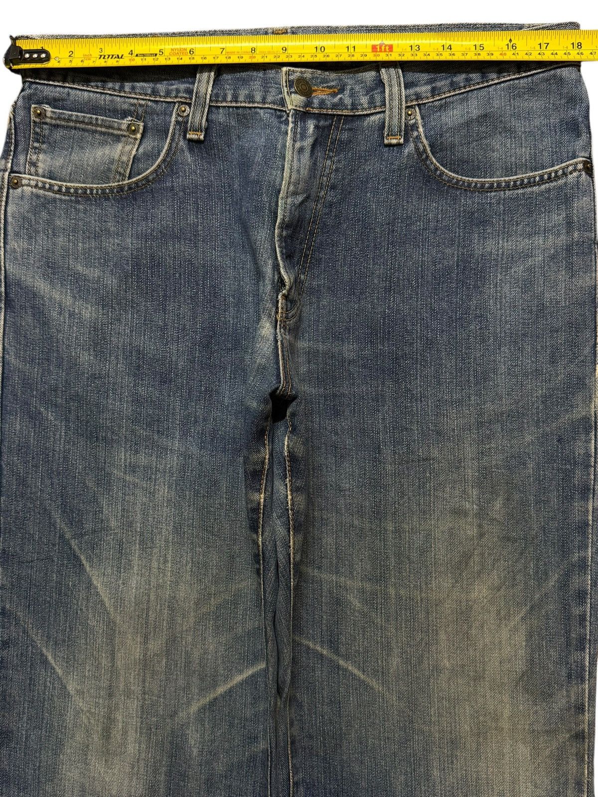 Edwin Vintage 90s Japan Edwin 404 Blue Faded Mud Wash Straight Leg Size US 36 / EU 52 - 9 Thumbnail