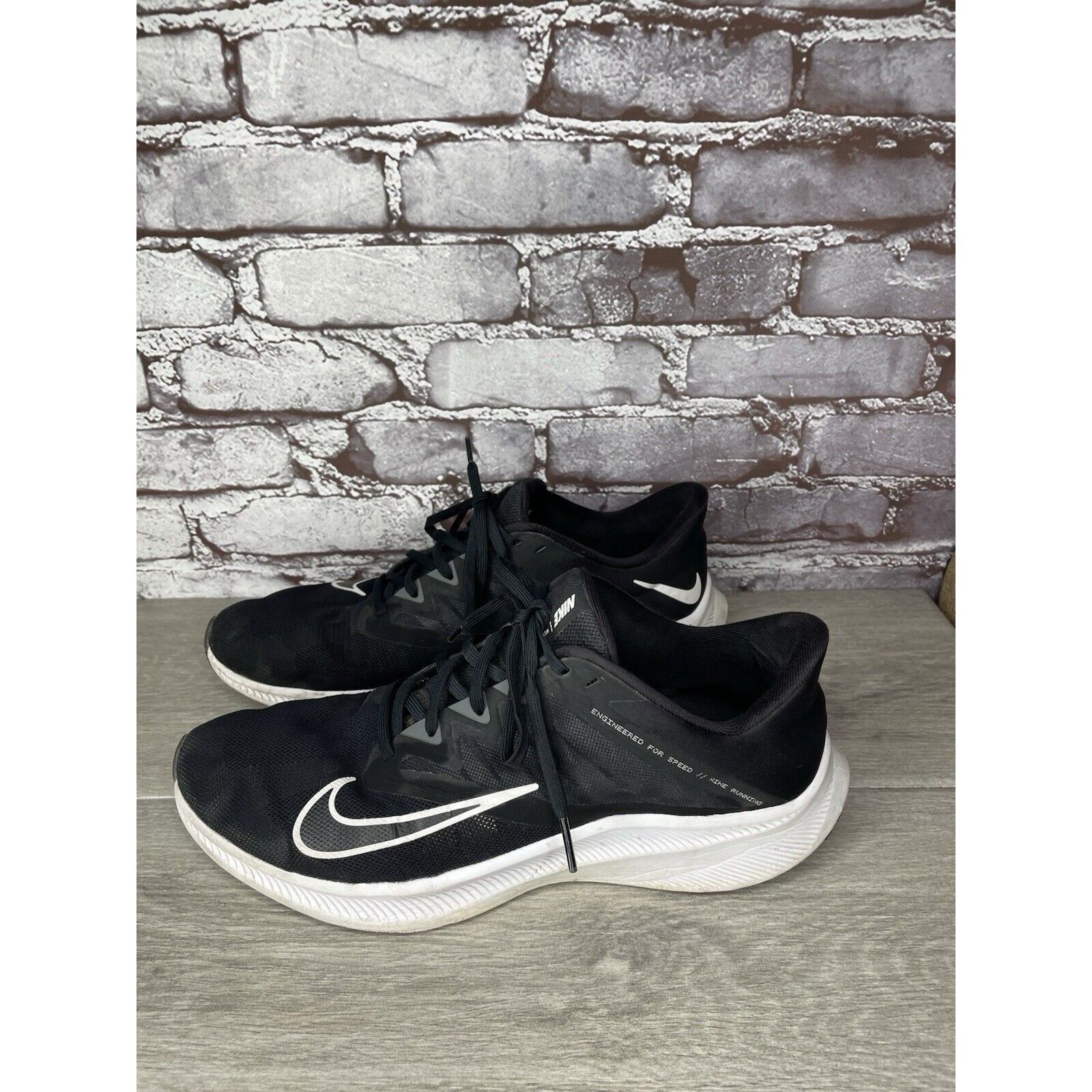 Nike Nike Quest 3 Running Black Mesh Synthetic White Lace Up Shoe Size US 11 / EU 44 - 10 Thumbnail