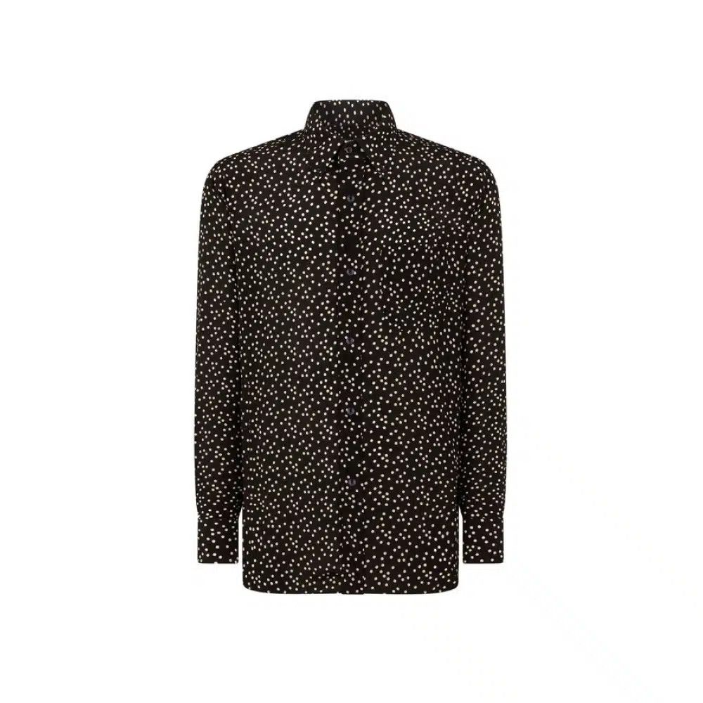 Tom Ford o1loc1c0426 HRO003 Crepe De Chine Fluid Fit Shirt in Black Size US XL / EU 56 / 4 - 1 Thumbnail