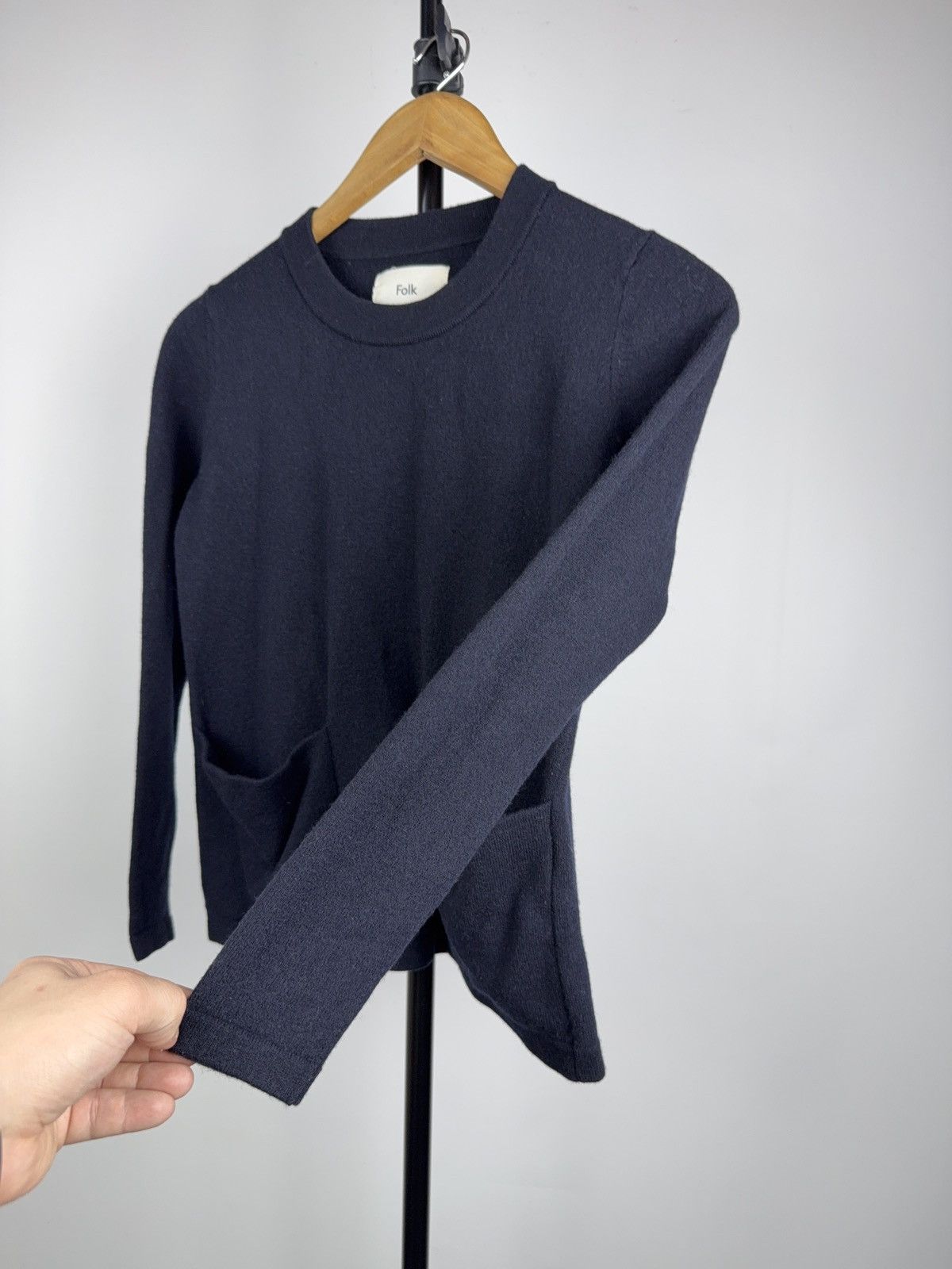 Folk Luxury Folk Knit Pocket Long Sleeve Sweater Minimal Navy Size XS / US 0-2 / IT 36-38 - 5 Thumbnail