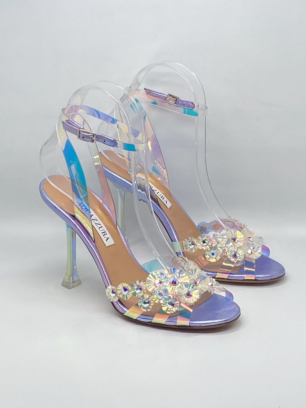 Aquazzura Meteorite PVC Embellished Strappy Sandals size 36