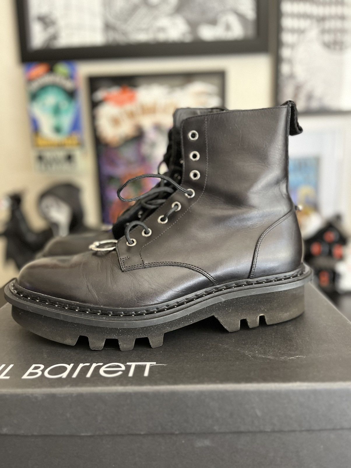 Neil Barrett FW15 PIERCED SEPTUM ZIP LEATHER COMBAT BOOT Size US 8 / EU 41 - 3 Thumbnail