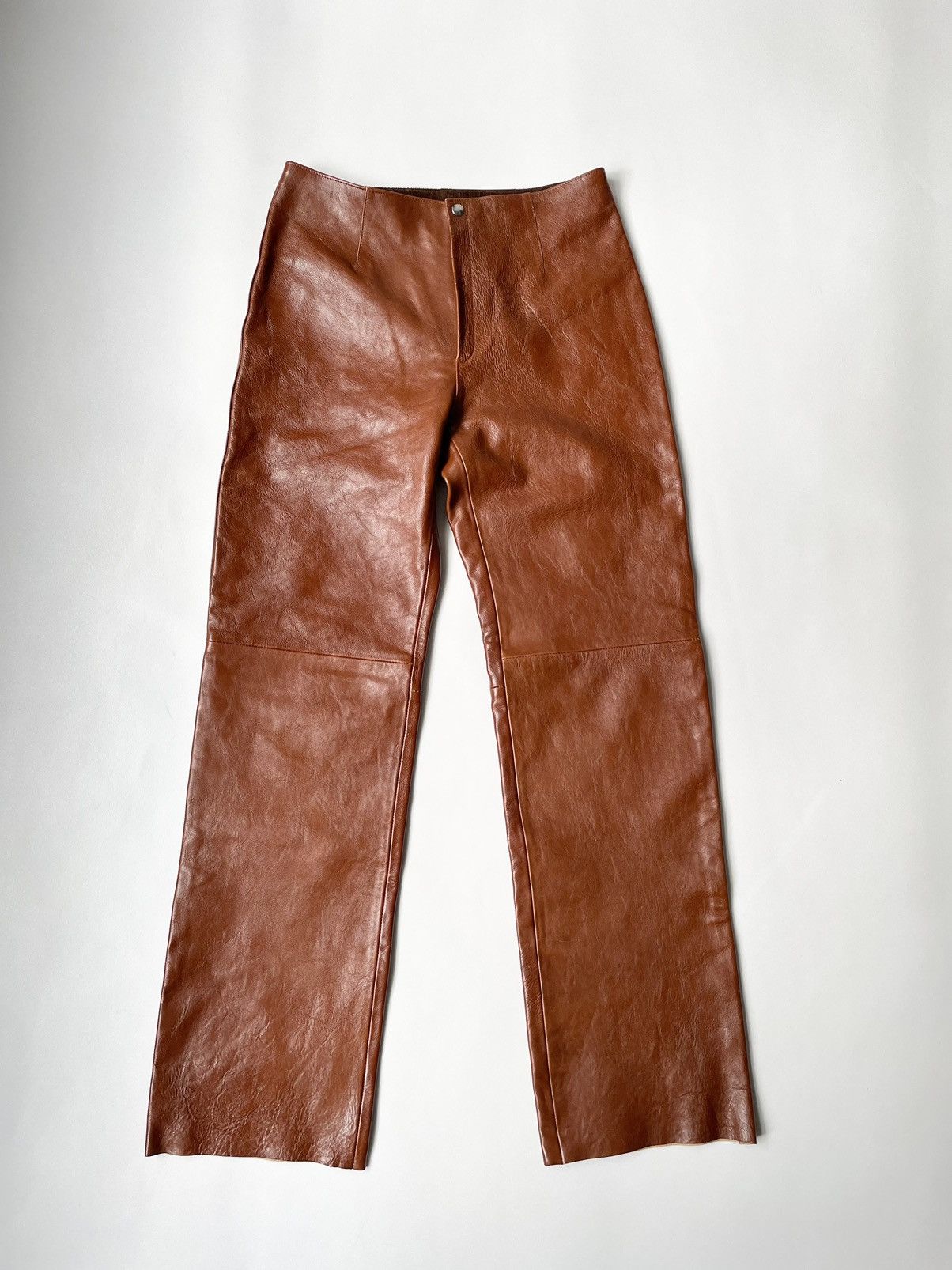 Our Legacy Cognac Leather ‘Biker’ Trousers Size US 30 / EU 46 - 22 Thumbnail