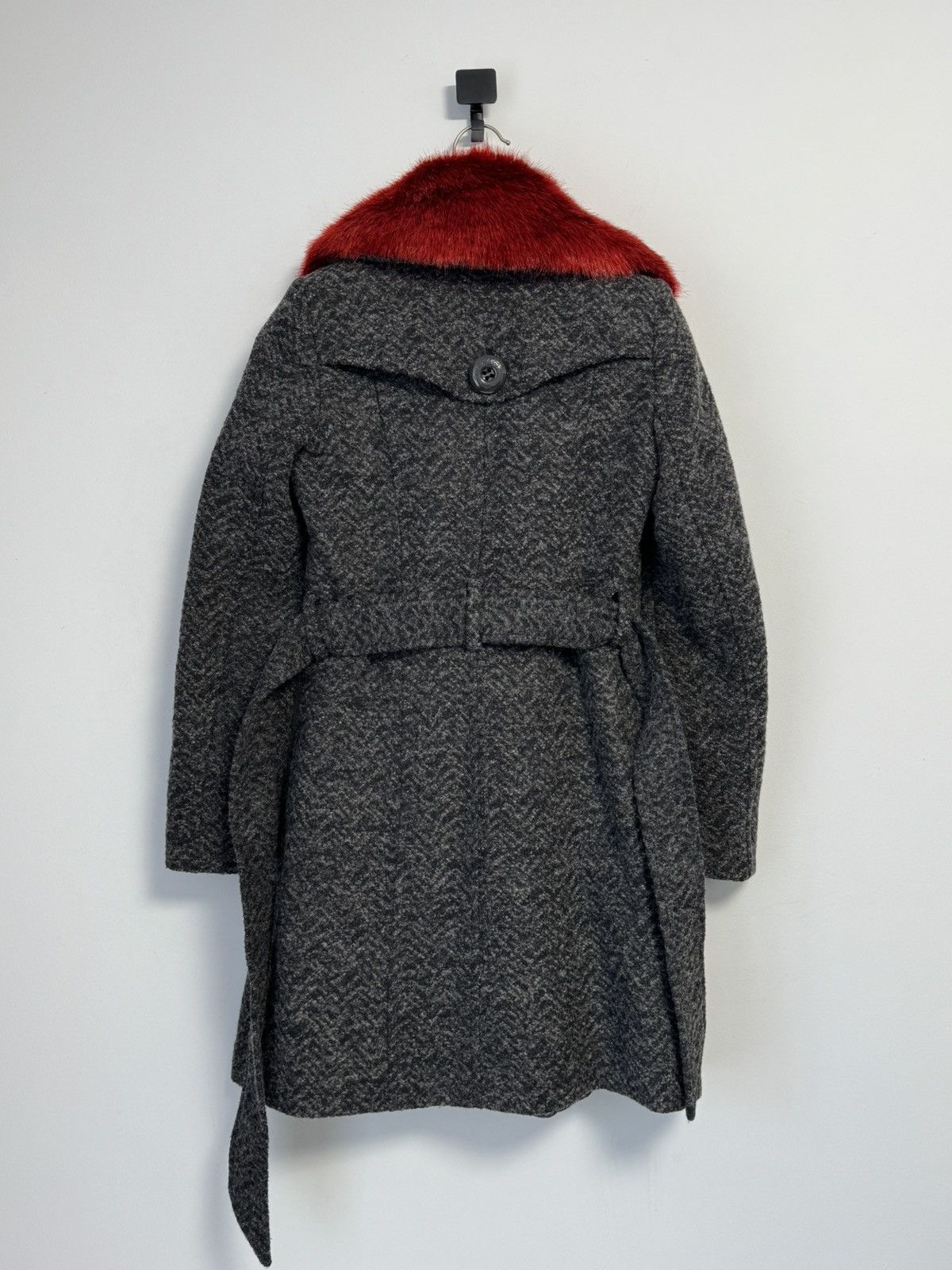 Miss Sixty Miss Sixty Women’s Gray Coat Red Faux Collar Double Breasted Size S / US 4 / IT 40 - 16 Thumbnail