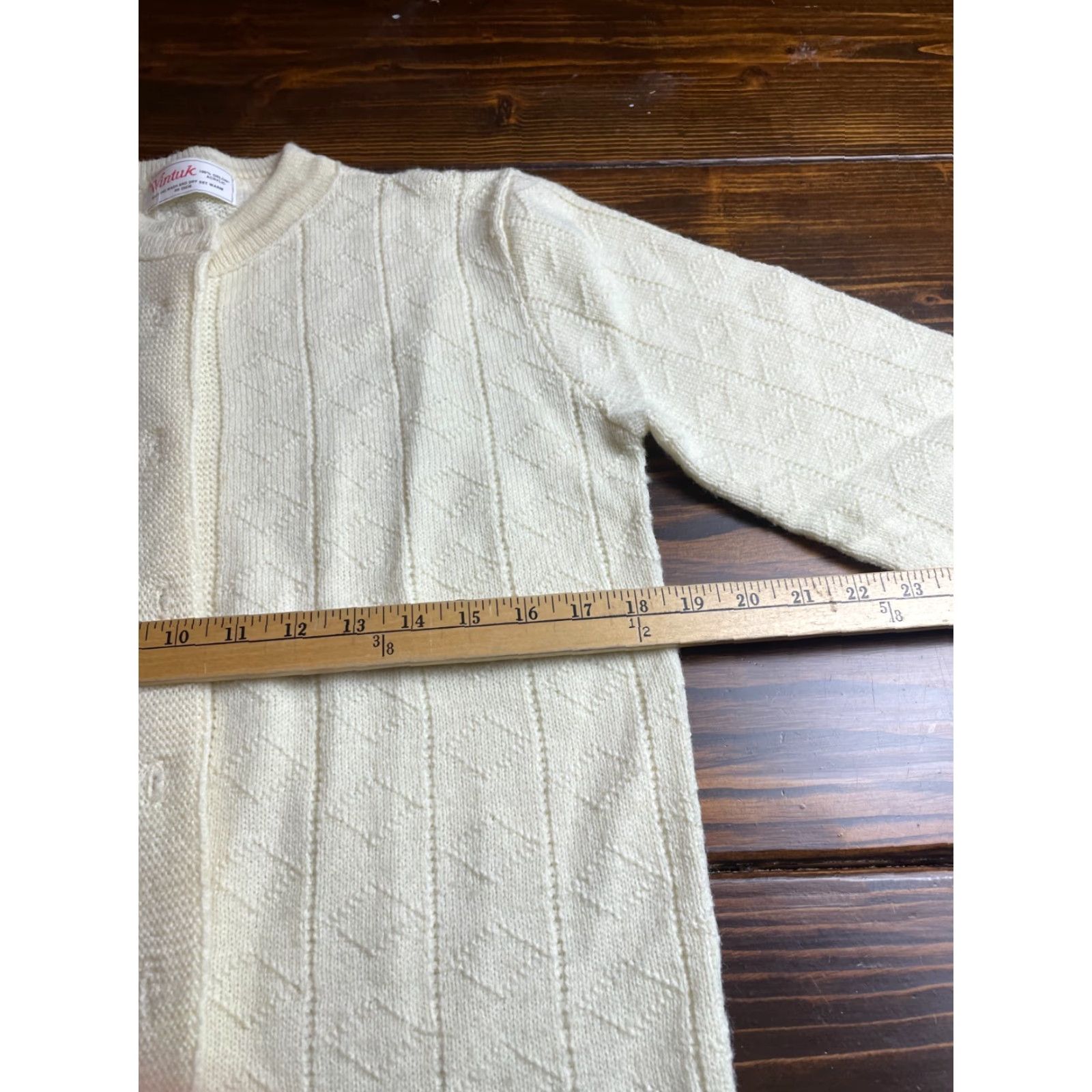 Vintage Wintuk Sweater, Women's M?, Cream, Button Up Cardigan Vintage Long Sleeve, Knitted Size M / US 6-8 / IT 42-44 - 6 Thumbnail