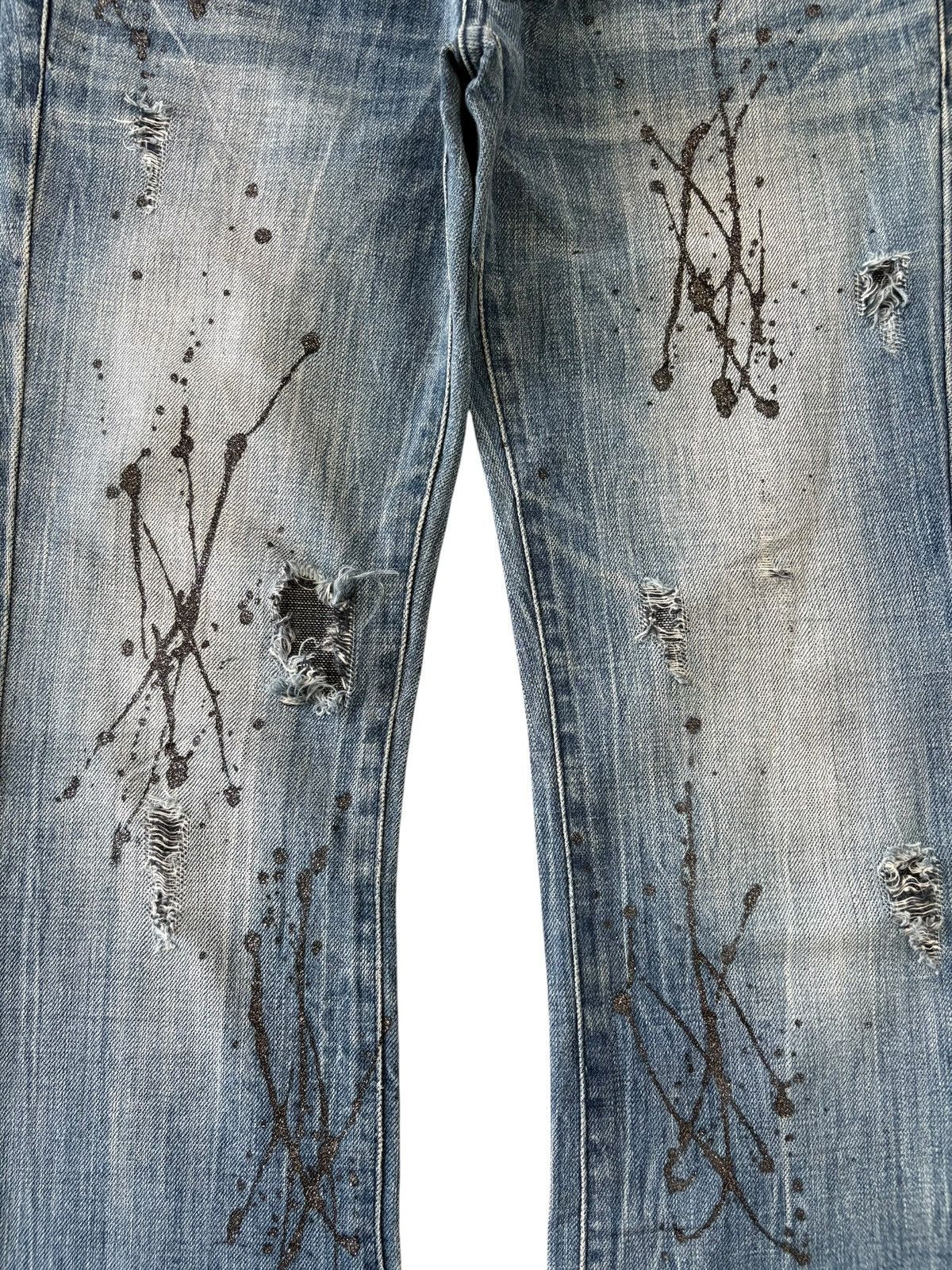 If Six Was Nine Vintage Japanese Brand Punk Splattered Distress Flare Jeans Size US 31 - 5 Thumbnail