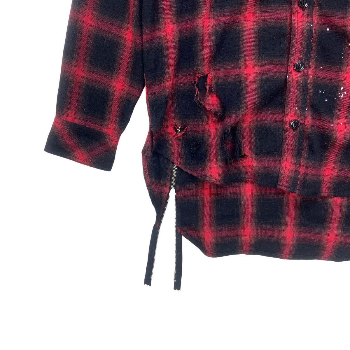 Flannel Japanese Brand Black Flame Gothic Punk Distressed Flannel Size US S / EU 44-46 / 1 - 9 Thumbnail