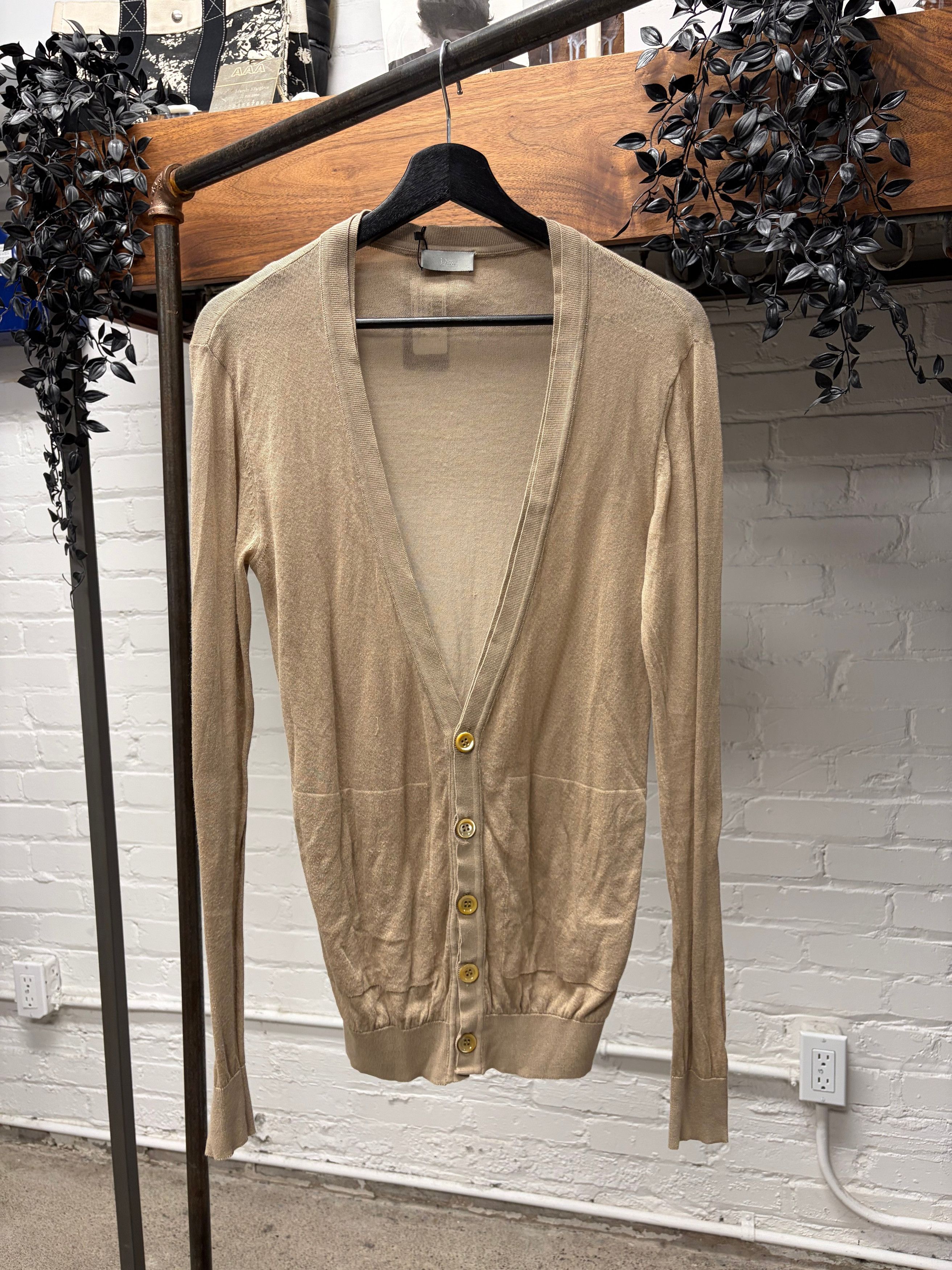 Dior SS2010 Dior Homme Mesh Layered Tan Knit Cardigan Size US M / EU 48-50 / 2 - 1 Thumbnail