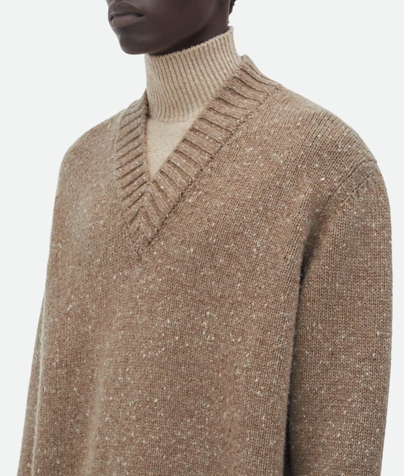Bottega Veneta o1s1rm1125 Double Layer Effect Wool Sweater in Light Brown Size US S / EU 44-46 / 1 - 4 Thumbnail